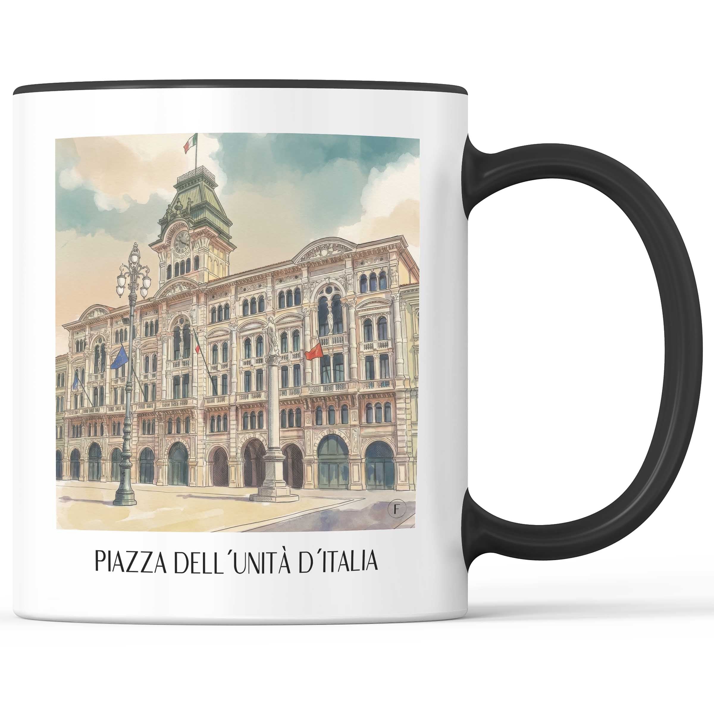 piazza-dell´unità-d´italia-triest-italien-kaffeebecher-aquarell