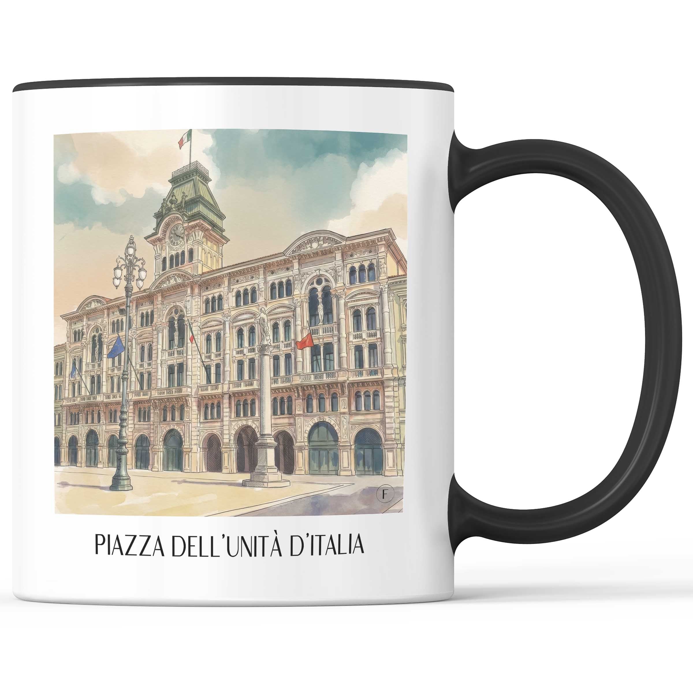 Piazza dell´Unità d´Italia Kaffeebecher - Triest - Italien Becher - Kaffeetasse im Aquarell Stil - favplace