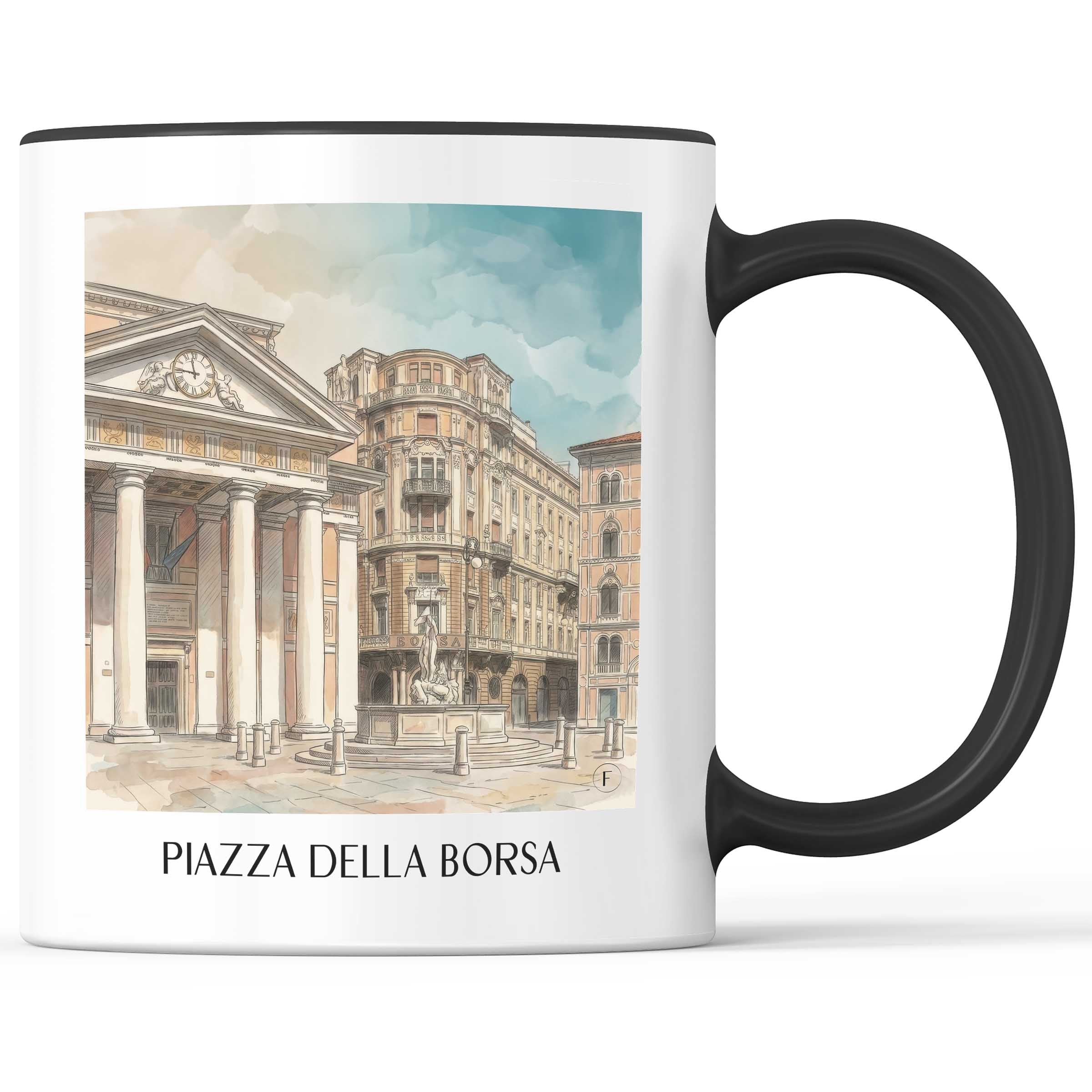 Piazza della Borsa Kaffeebecher - Triest - Italien Becher - Kaffeetasse im Aquarell Stil - favplace