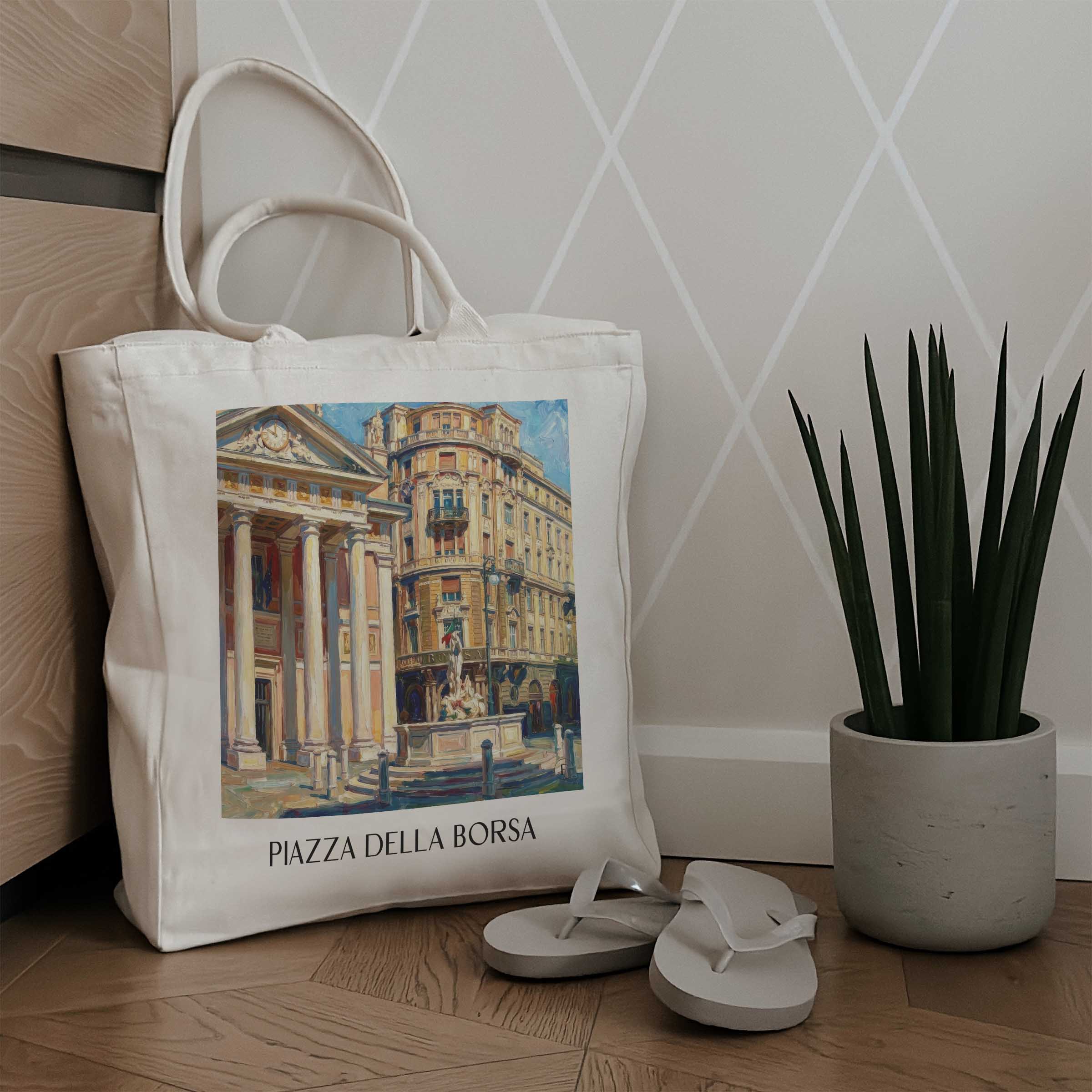 piazza-della-borsa-triest-italien-einkaufstasche-oil-painting-oelgemaelde