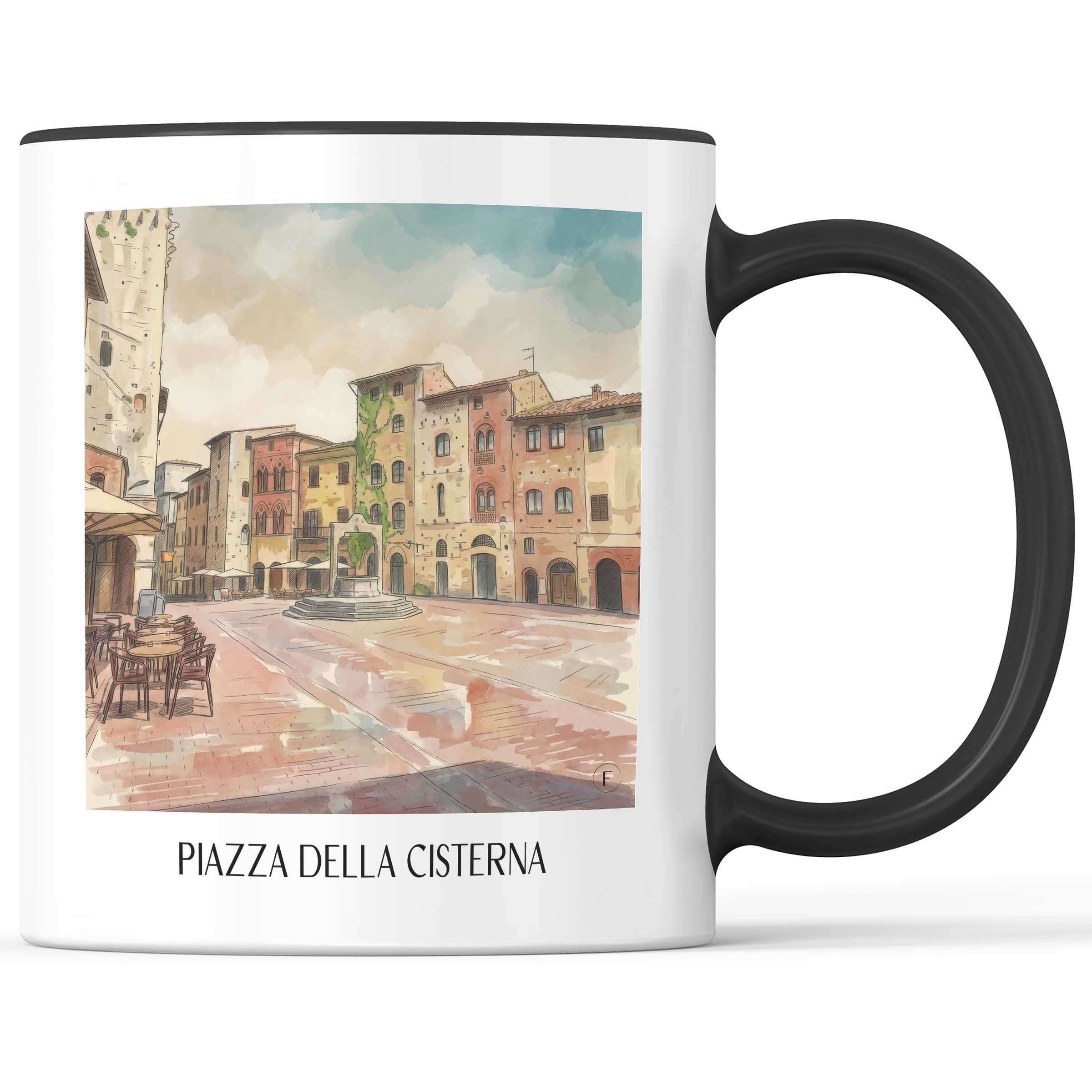 piazza-della-cisterna-san-gimignano-italien-kaffeebecher-aquarell
