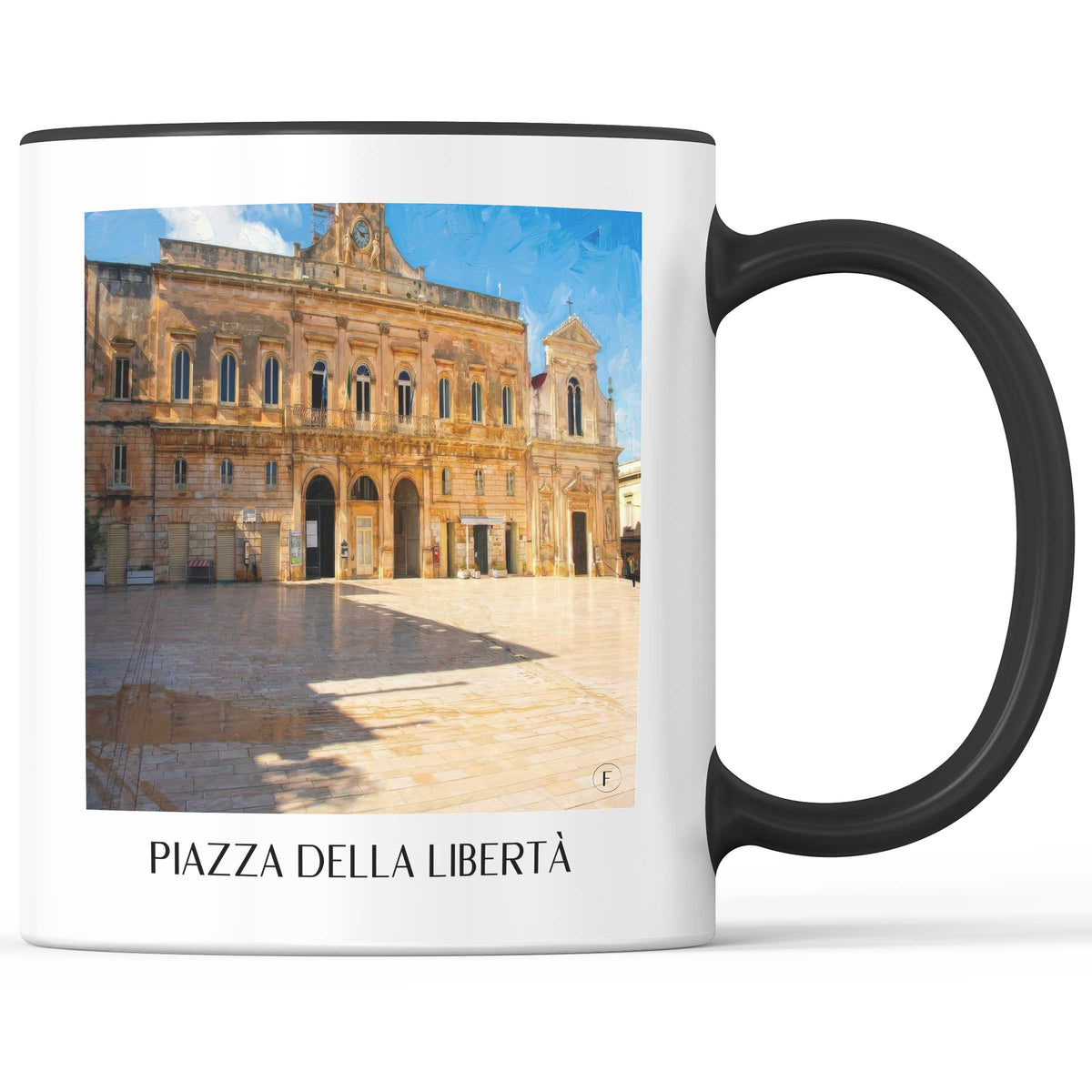 Piazza della Libertà Kaffeebecher - Ostuni - Italien Becher - Kaffeetasse im Ölgemälde Stil - favplace