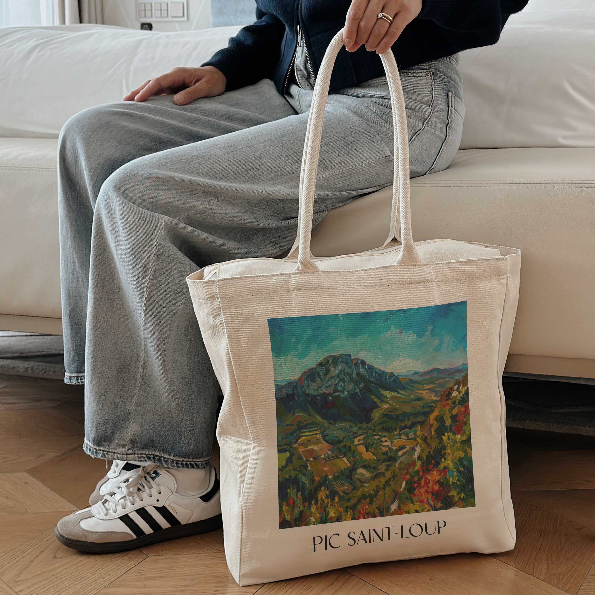 pic-saint-loup-okzitanien-frankreich-einkaufstasche-oil-painting-oelgemaelde