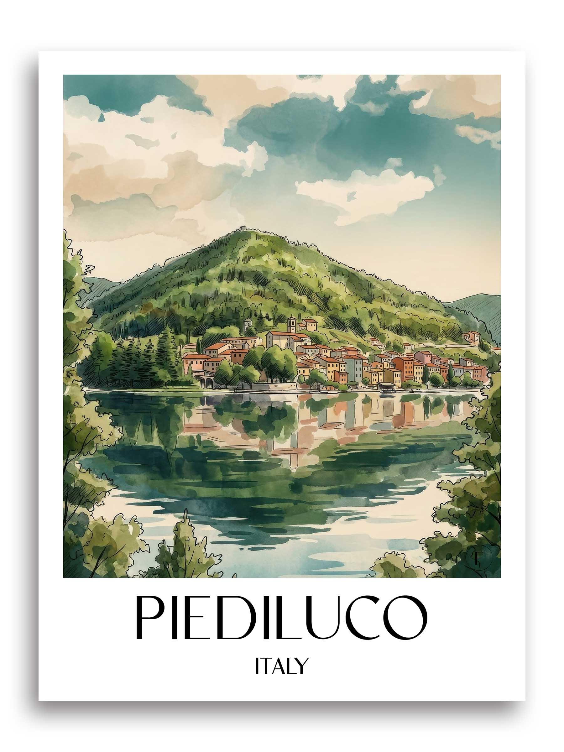 Piediluco Poster - Umbrien - Italien Kunstdruck - Aquarell von A4 bis A1 - favplace