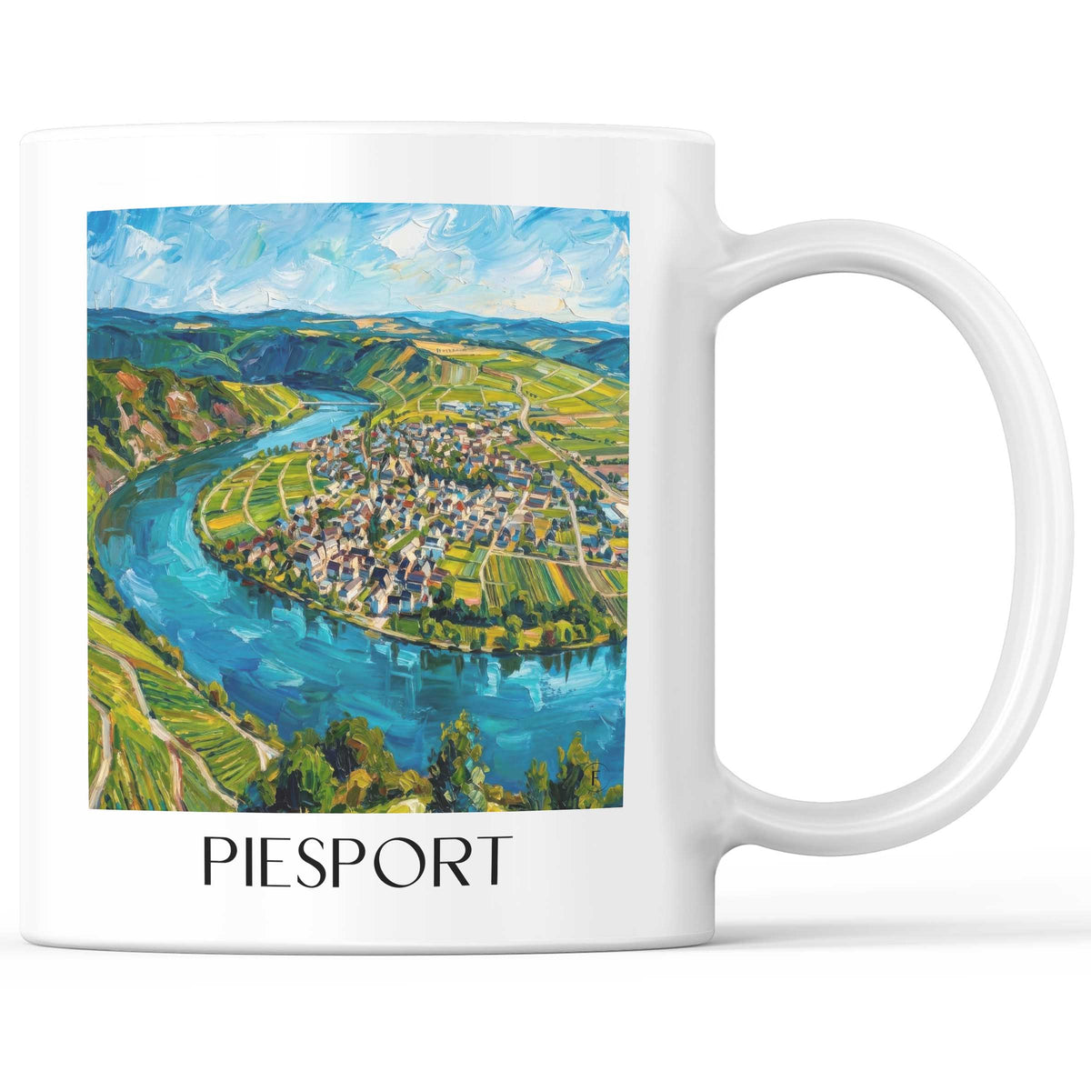 Piesport Kaffeebecher - Mosel - Deutschland Becher - Kaffeetasse im Ölgemälde Stil - favplace