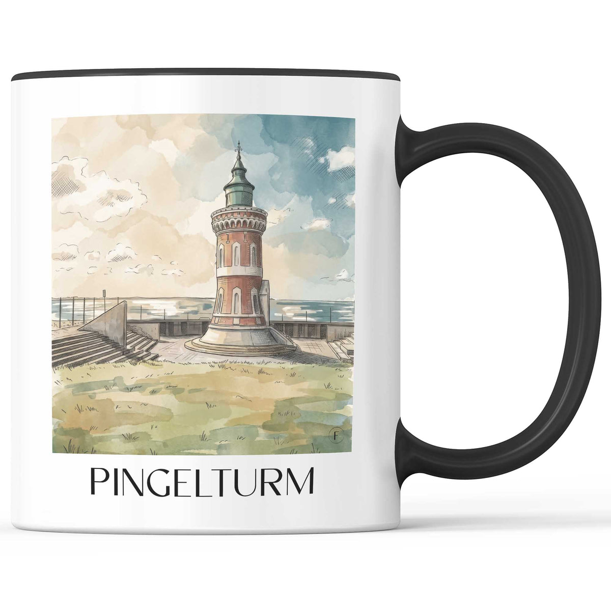 pingelturm-bremerhaven-deutschland-kaffeebecher-aquarell