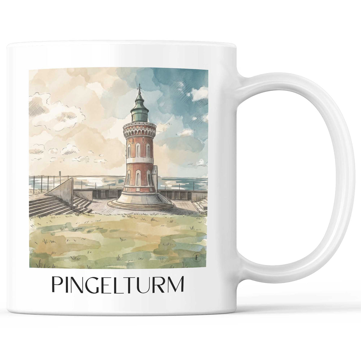 Pingelturm Kaffeebecher - Bremerhaven - Deutschland Becher - Kaffeetasse im Aquarell Stil - favplace