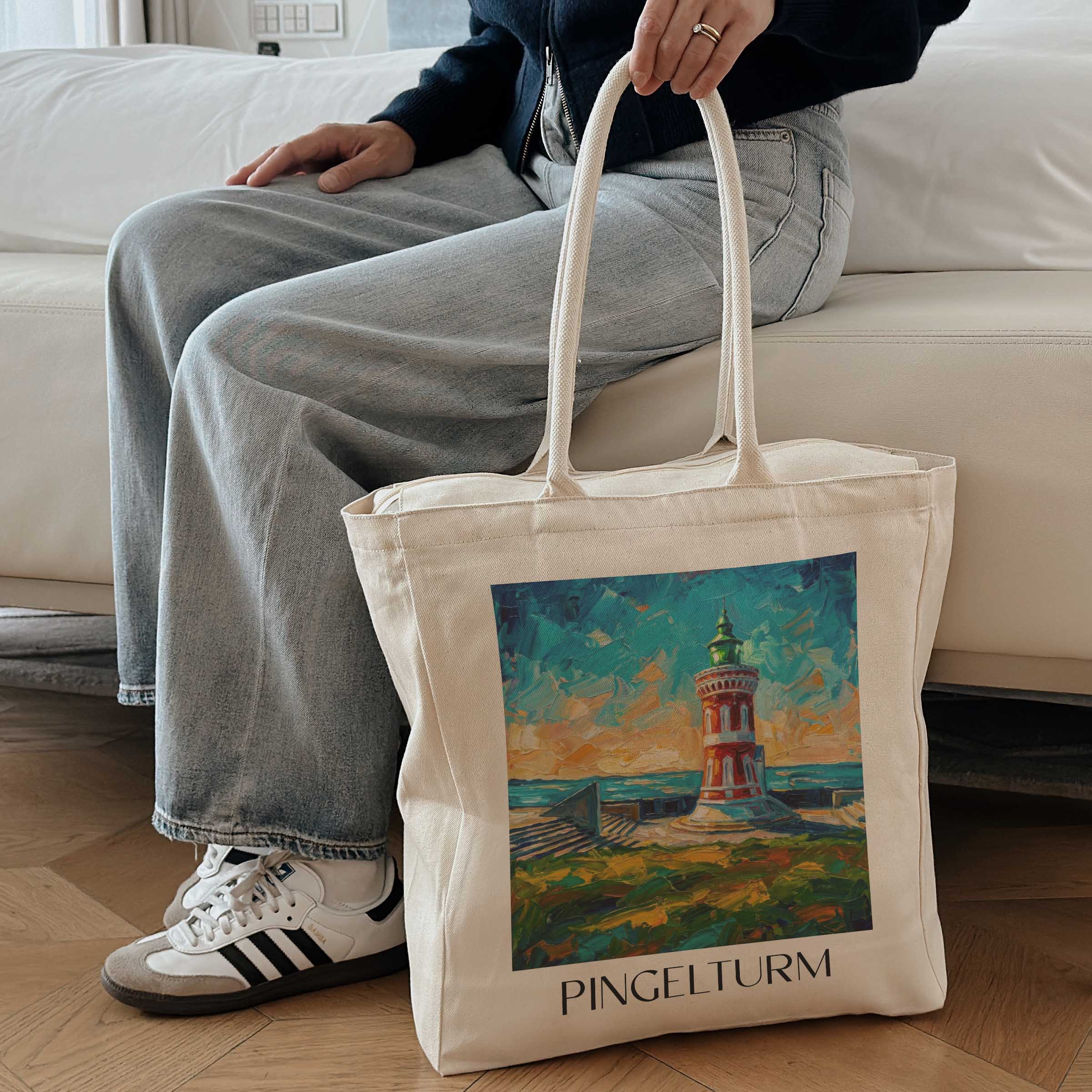 pingelturm-bremerhaven-deutschland-einkaufstasche-oil-painting-oelgemaelde