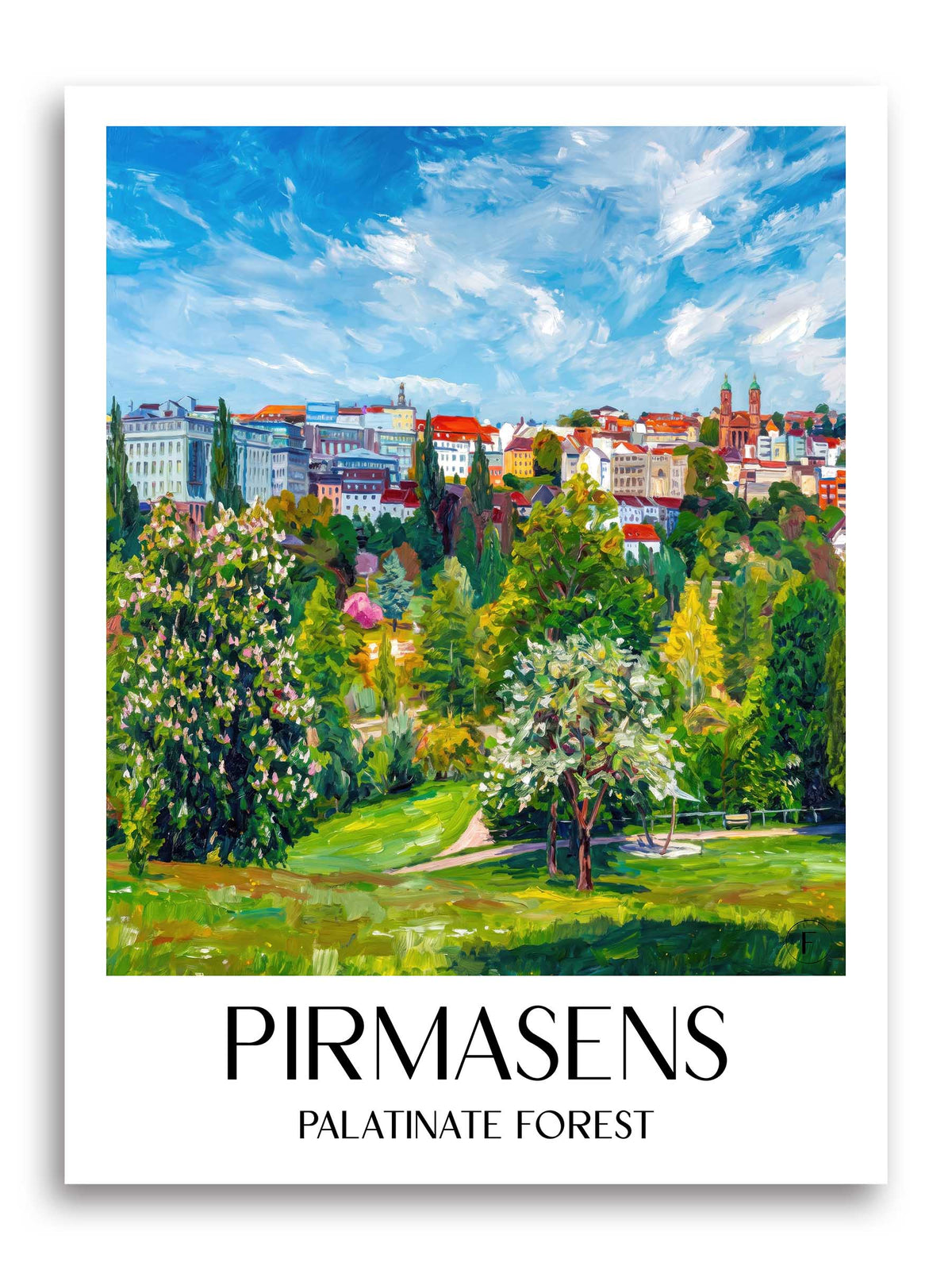 Pirmasens Poster - Pfälzerwald - Deutschland Kunstdruck - Ölgemälde von A4 bis A1