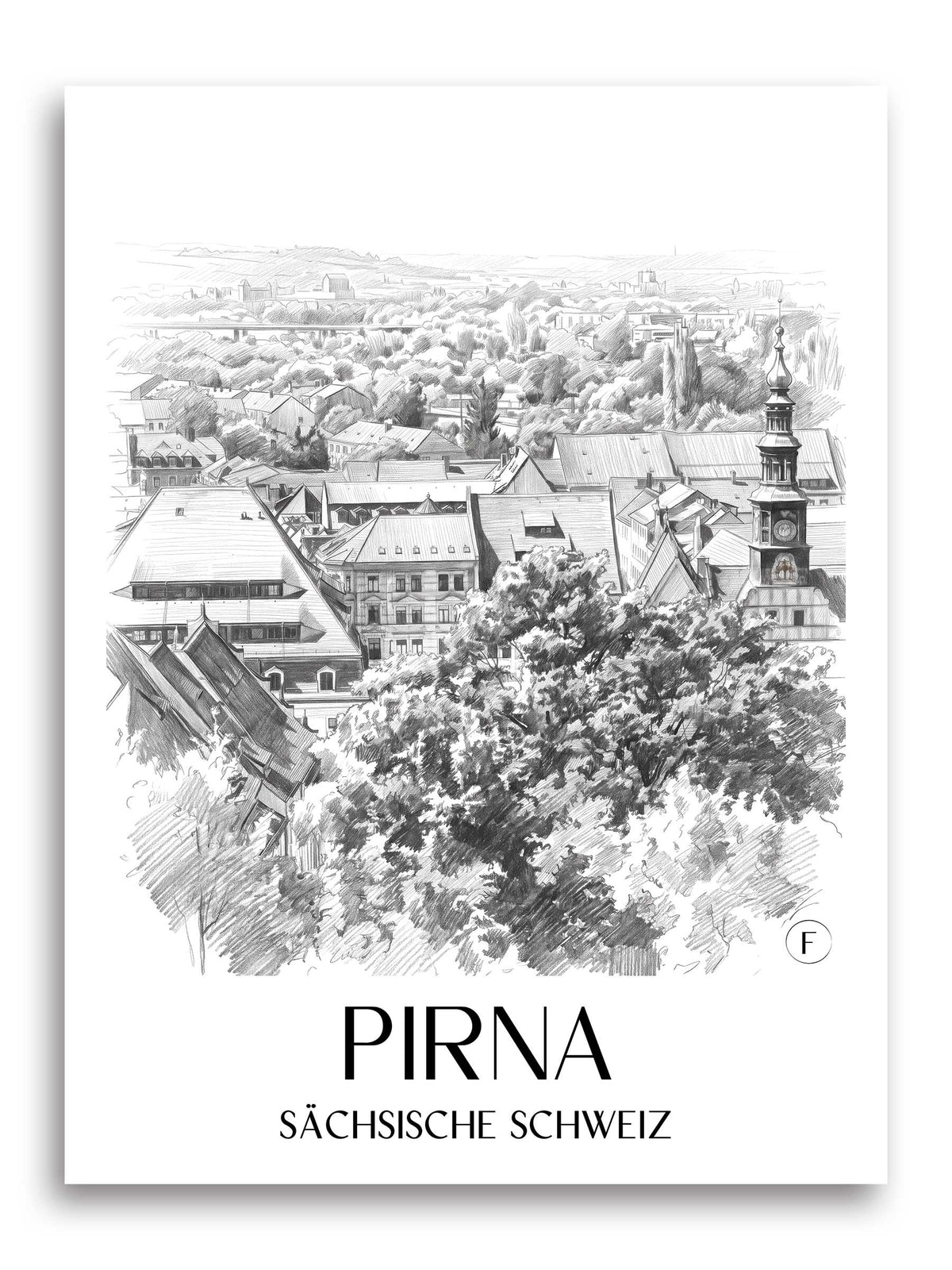 pirna-sächsische-schweiz-deutschland-poster-bleistift-zeichnung-drawing