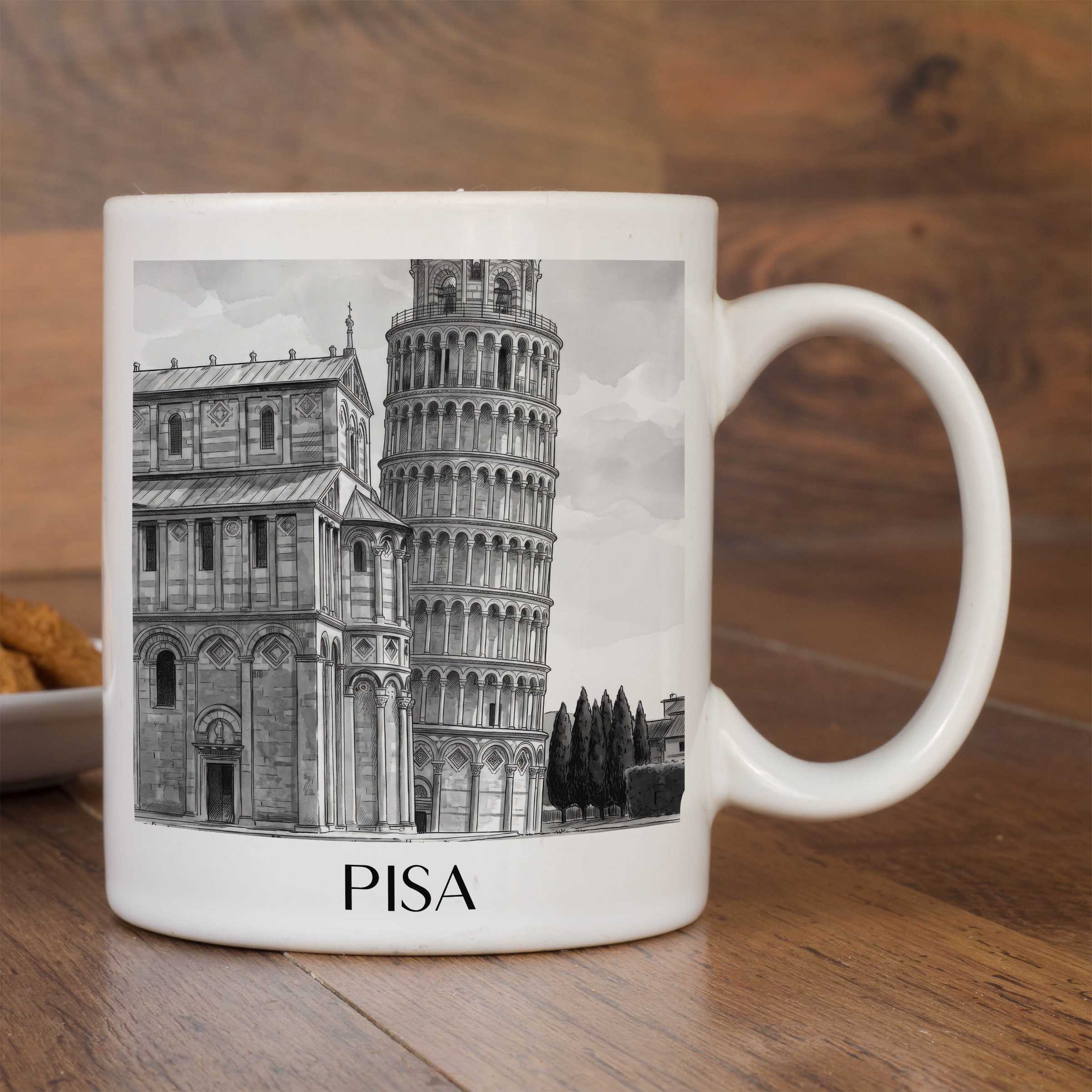 pisa-italien-kaffeebecher-aquarell-schwarz-weiss