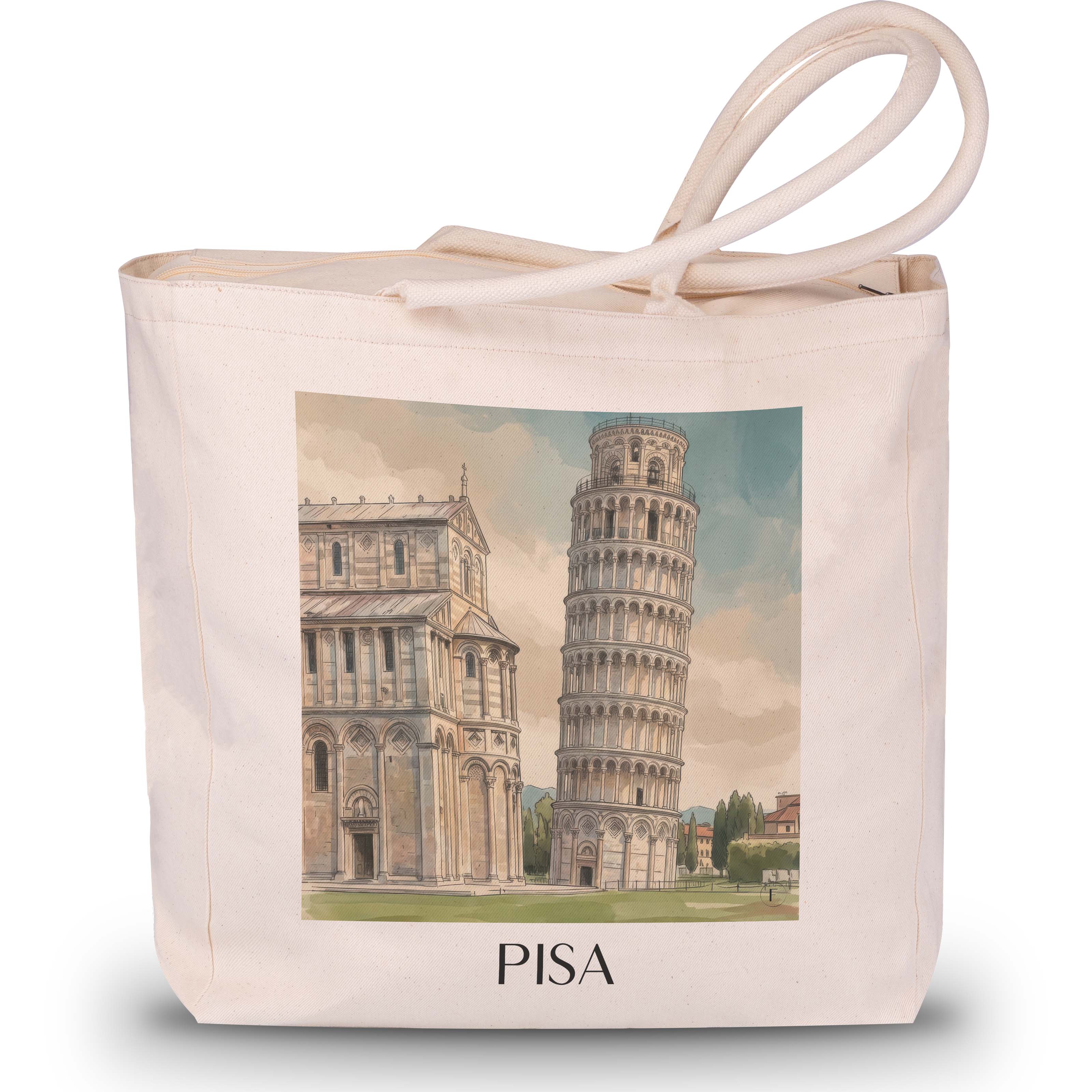 Pisa - Italien Tote Bag - Einkaufstasche im Aquarell Stil - favplace