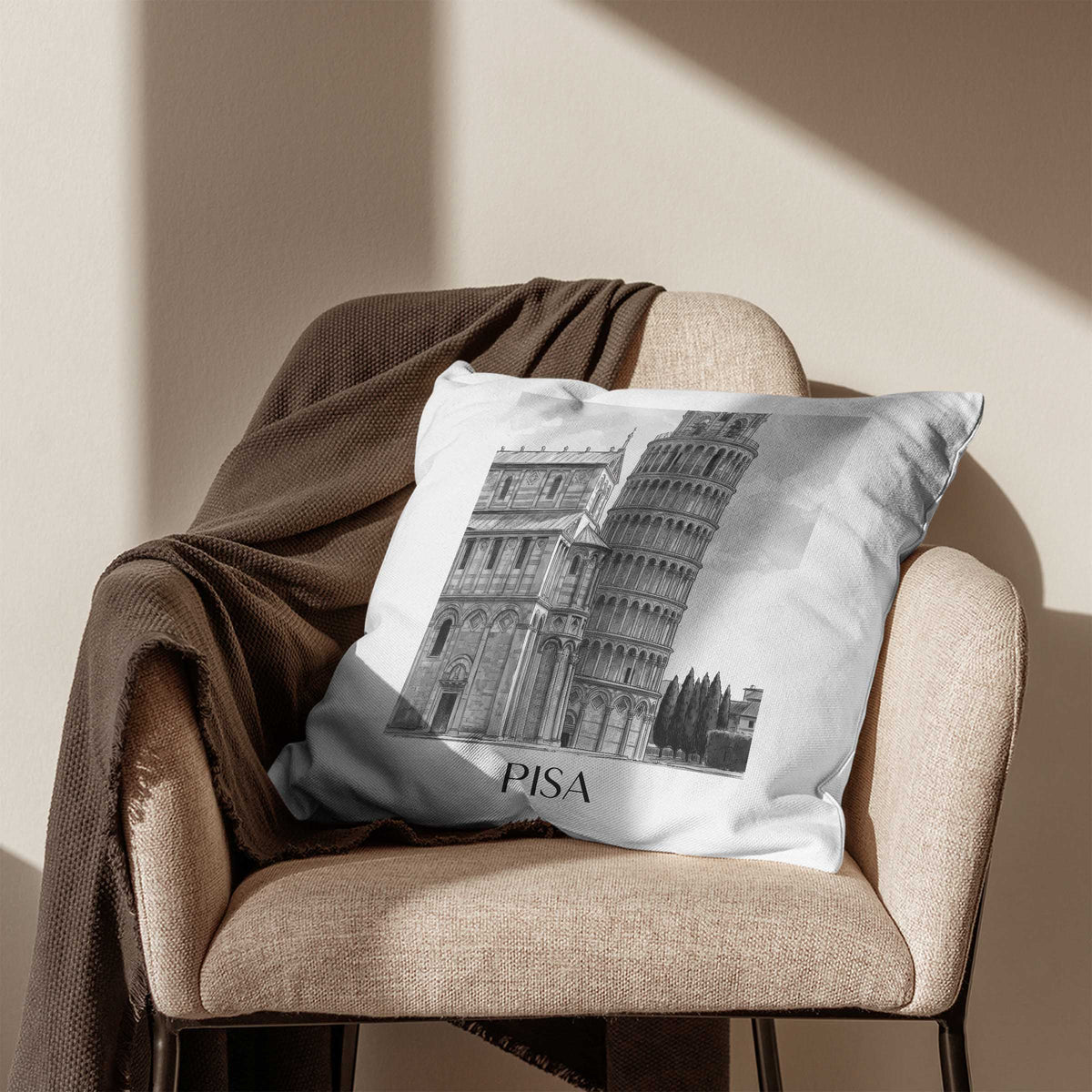 pisa-italien-italien-kissenbezug-aquarell-schwarz-weiss