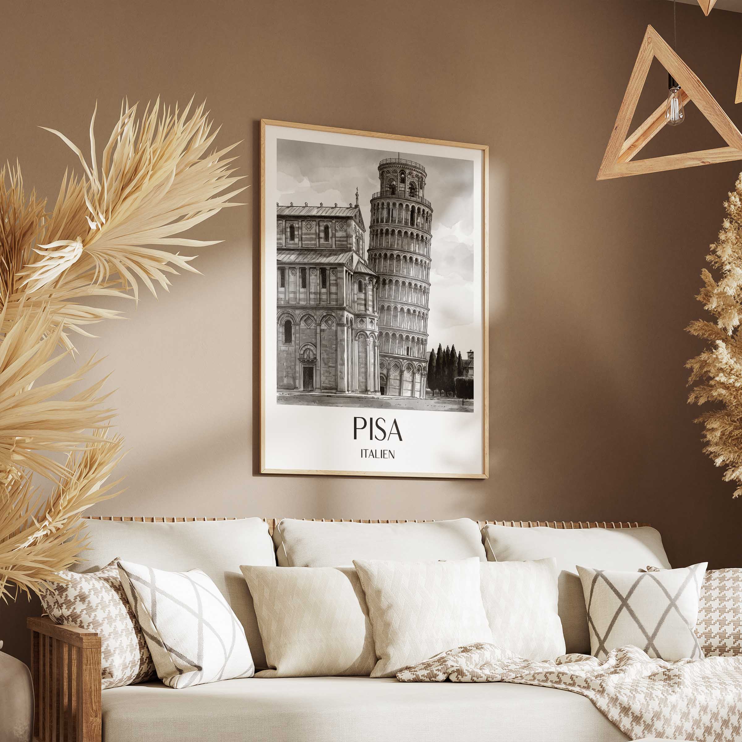 pisa-italien-poster-aquarell-schwarz-weiss