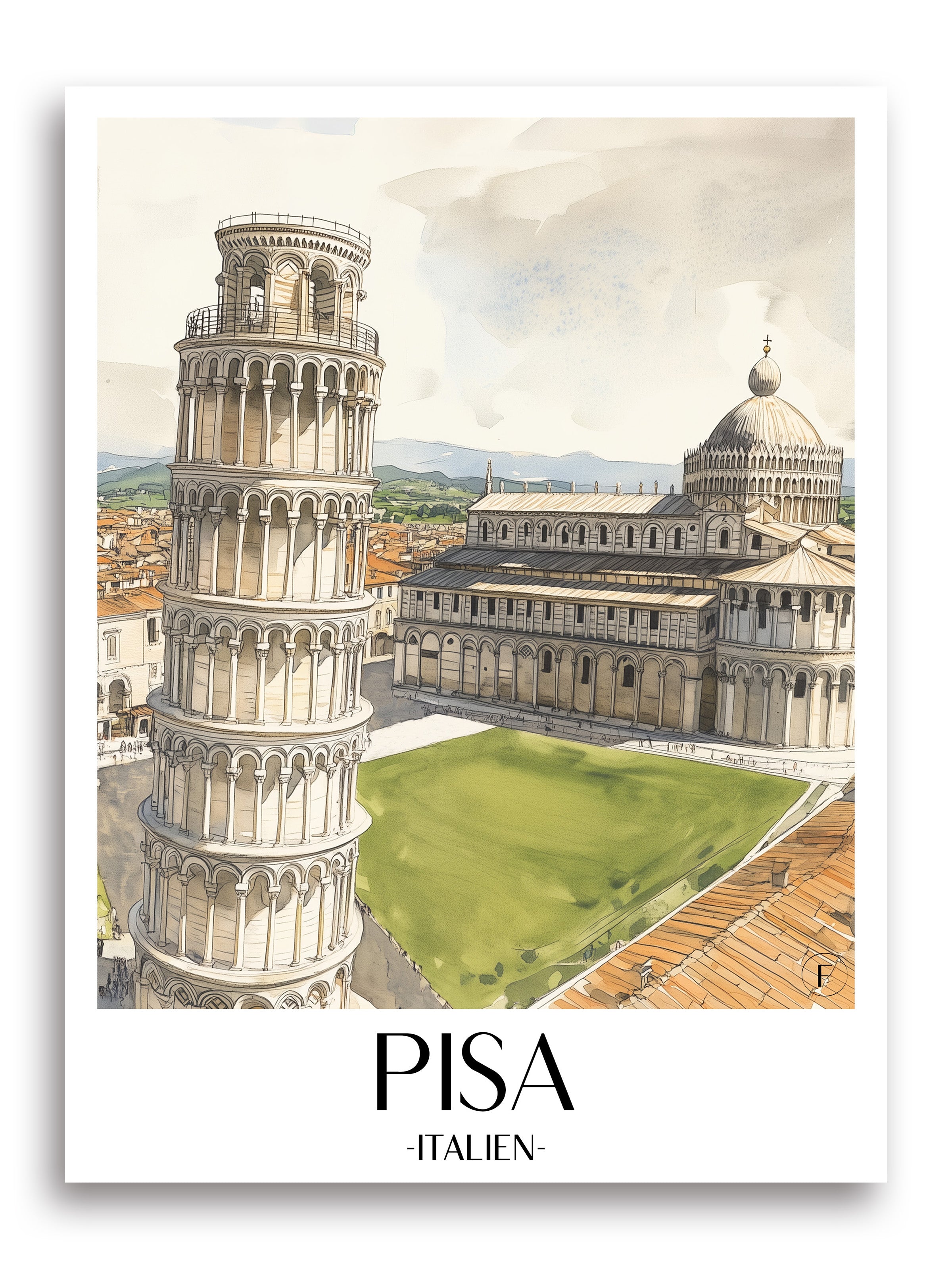 pisa-italien-poster-aquarell