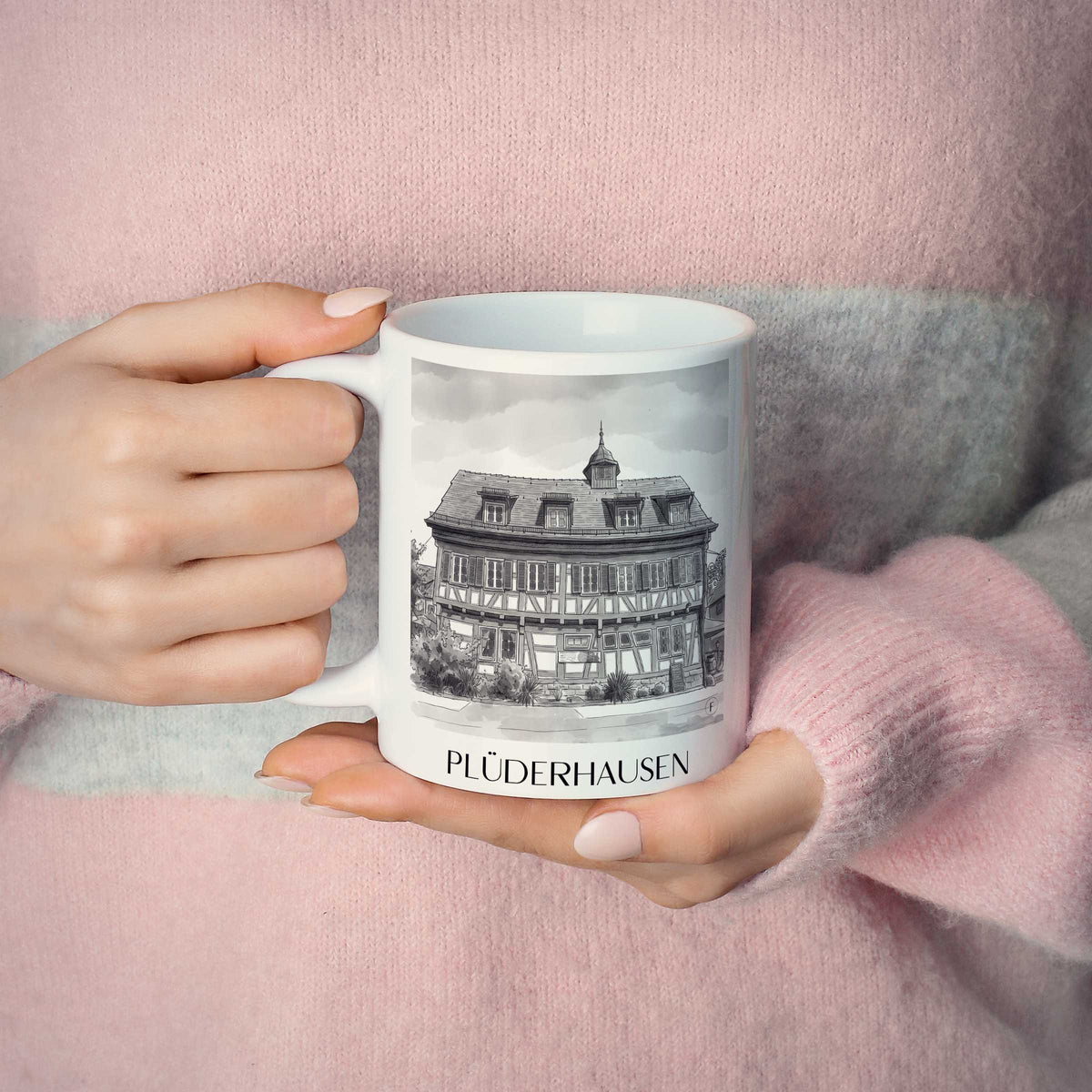 plüderhausen-deutschland-kaffeebecher-aquarell-schwarz-weiss