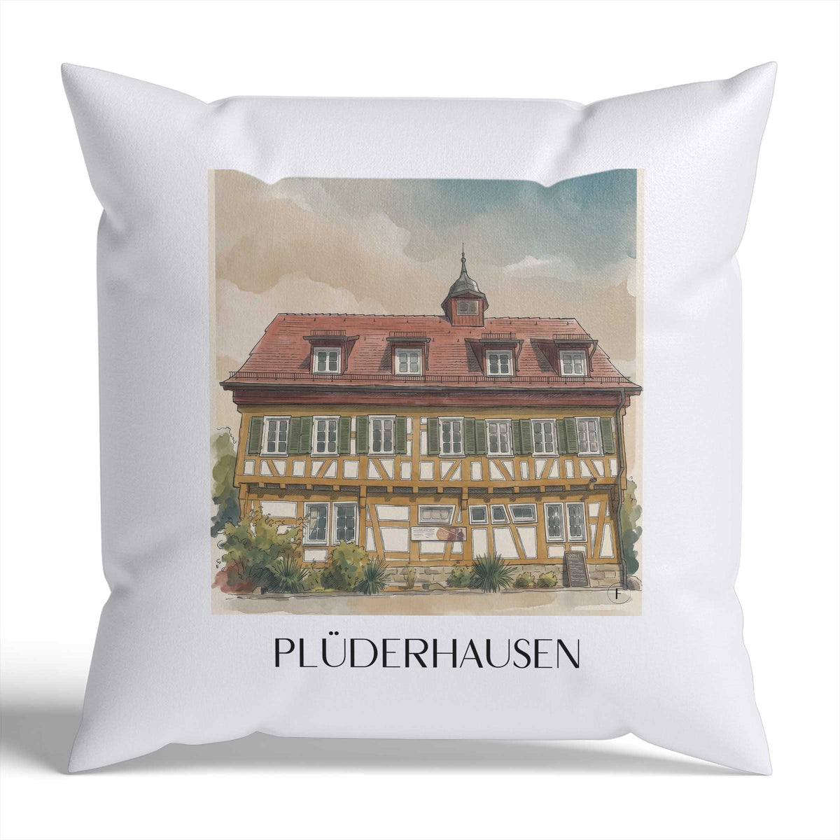 Plüderhausen Kissenhülle - Zierkissen Bezug - Deutschland - Deutschland Kissen bzw. Kissenbezug im Aquarell Stil - favplace