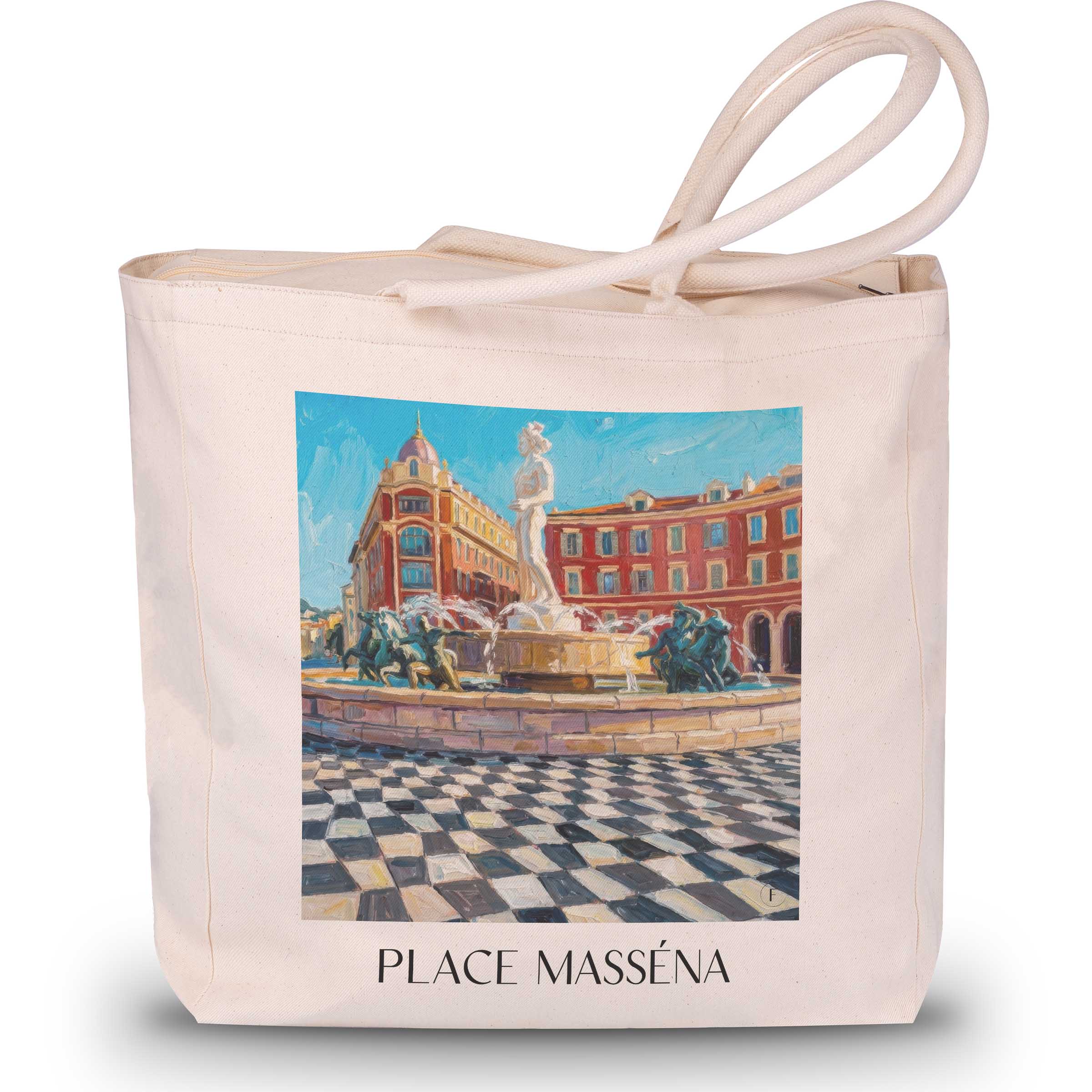 Place Masséna Shopping Tasche - Nizza - Frankreich Tote Bag - Einkaufstasche im Ölgemälde Stil - favplace