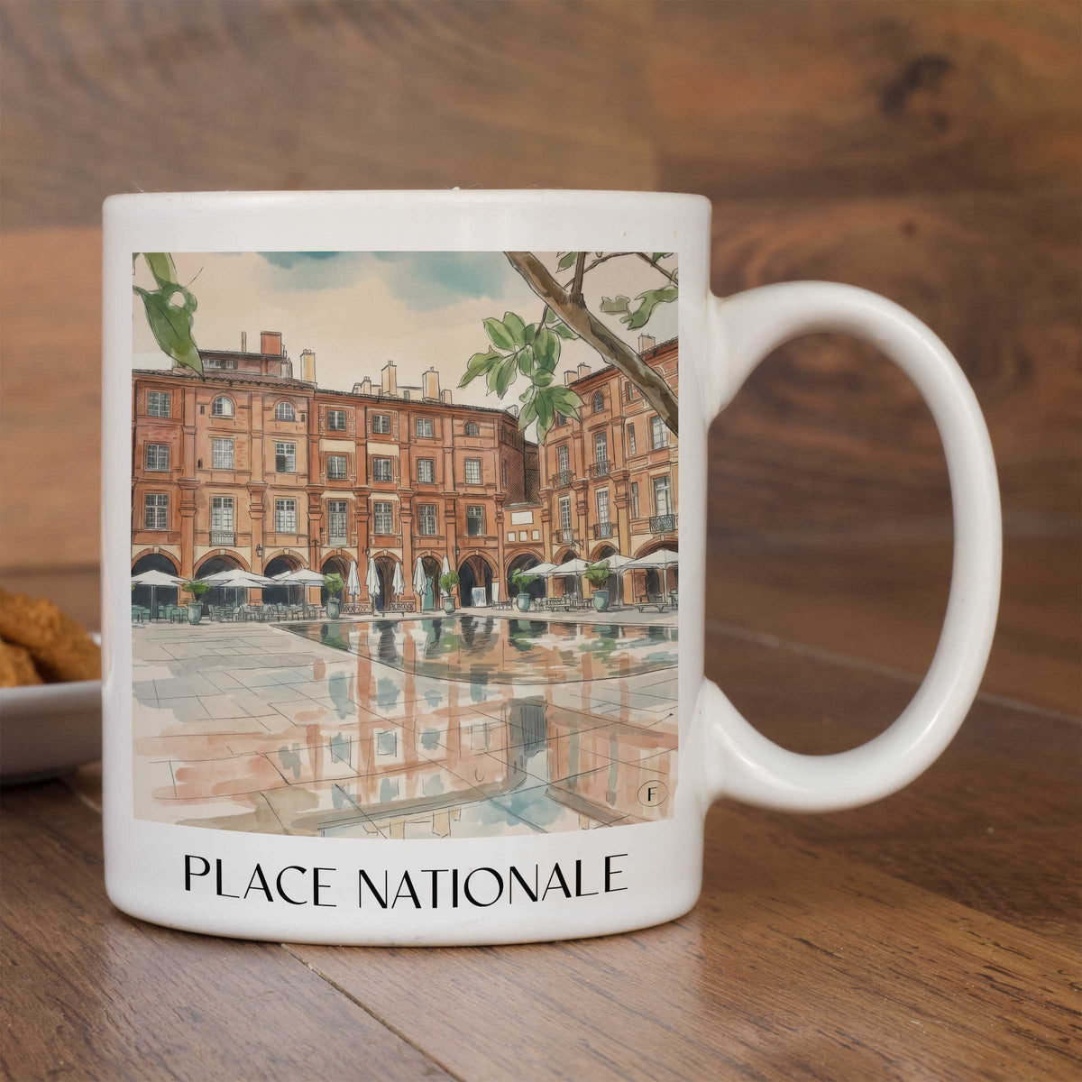 place-nationale-montauban-frankreich-kaffeebecher-aquarell