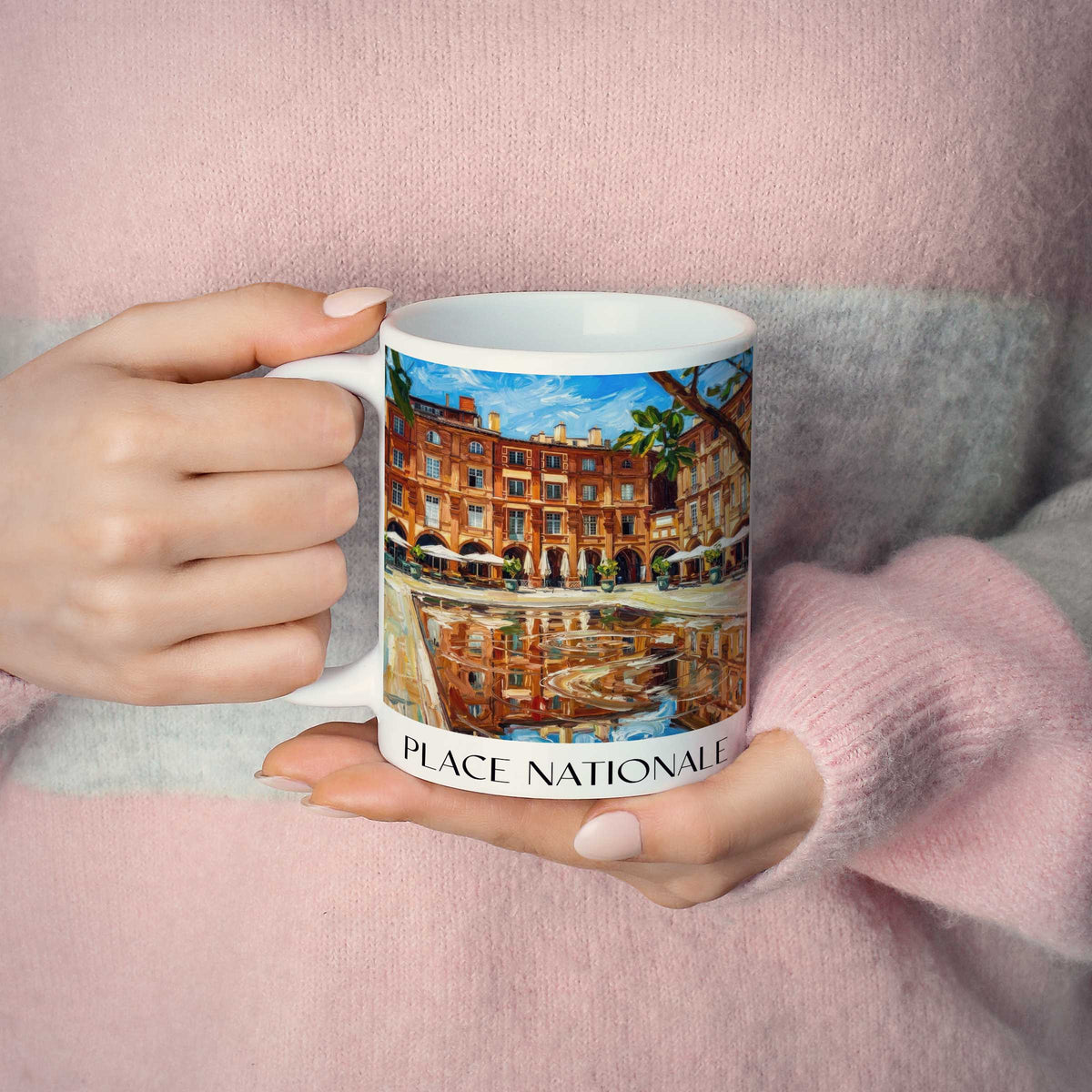 place-nationale-montauban-frankreich-kaffeebecher-oil-painting-oelgemaelde