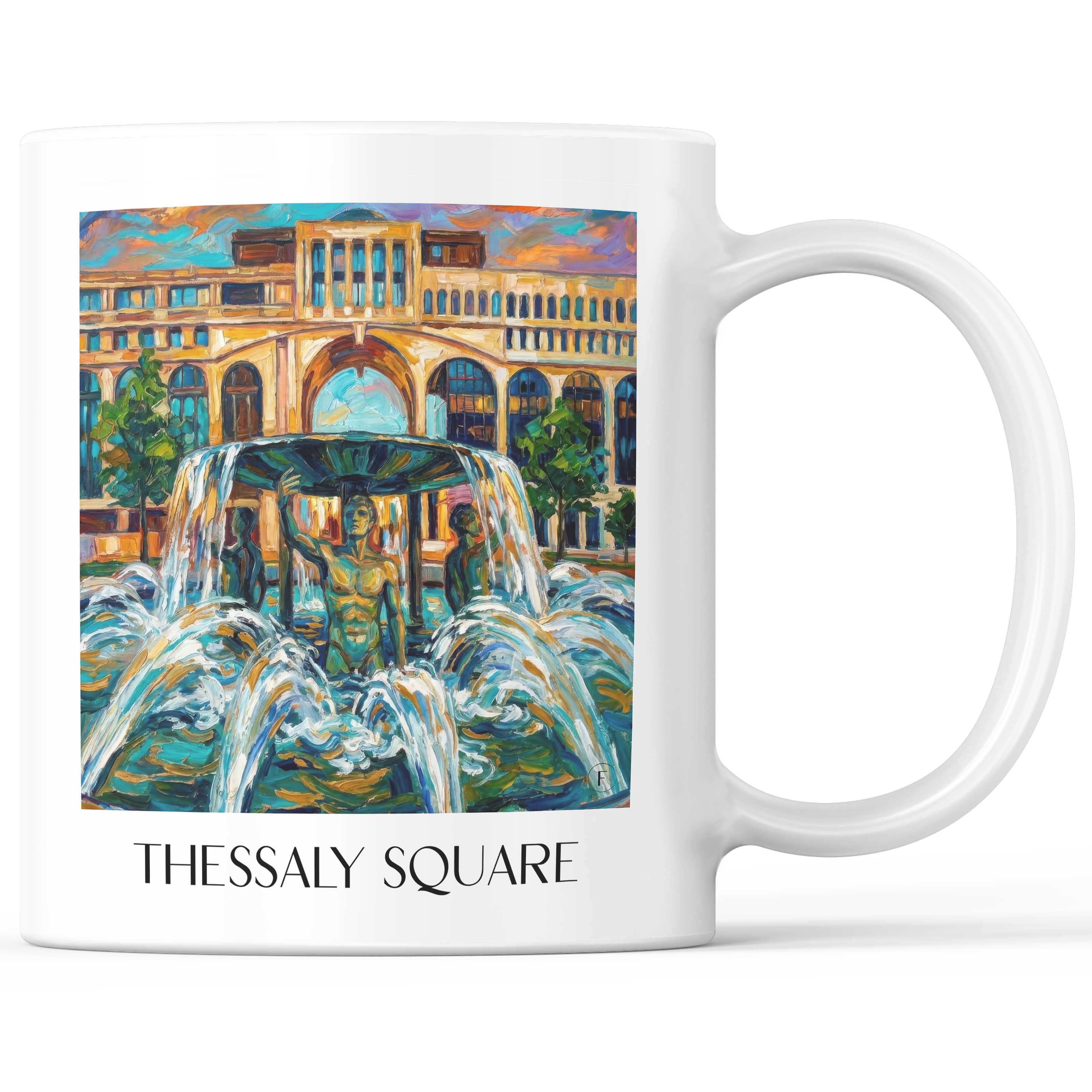 Place de Thessalie Kaffeebecher - Montpellier - Frankreich Becher - Kaffeetasse im Ölgemälde Stil - favplace