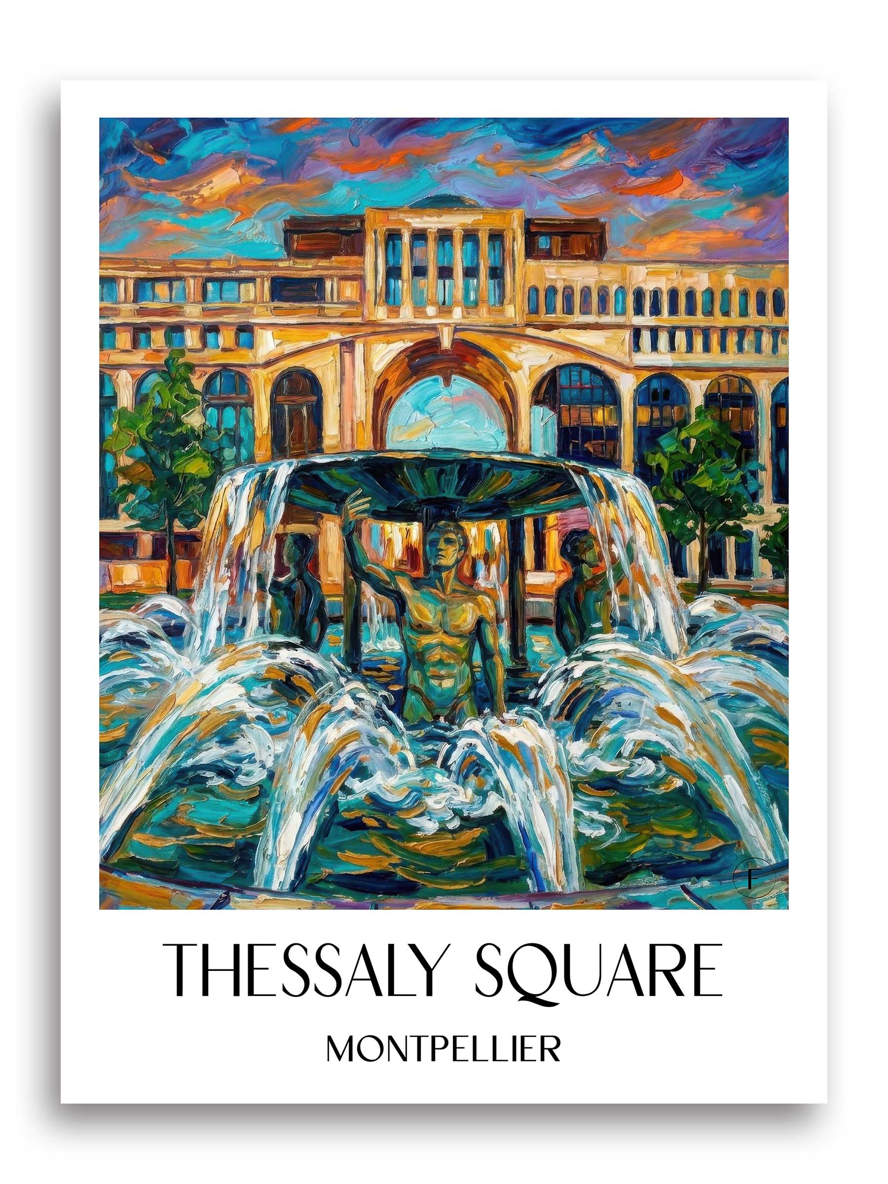 Place de Thessalie Poster - Montpellier - Frankreich Kunstdruck - Ölgemälde von A4 bis A1 - favplace