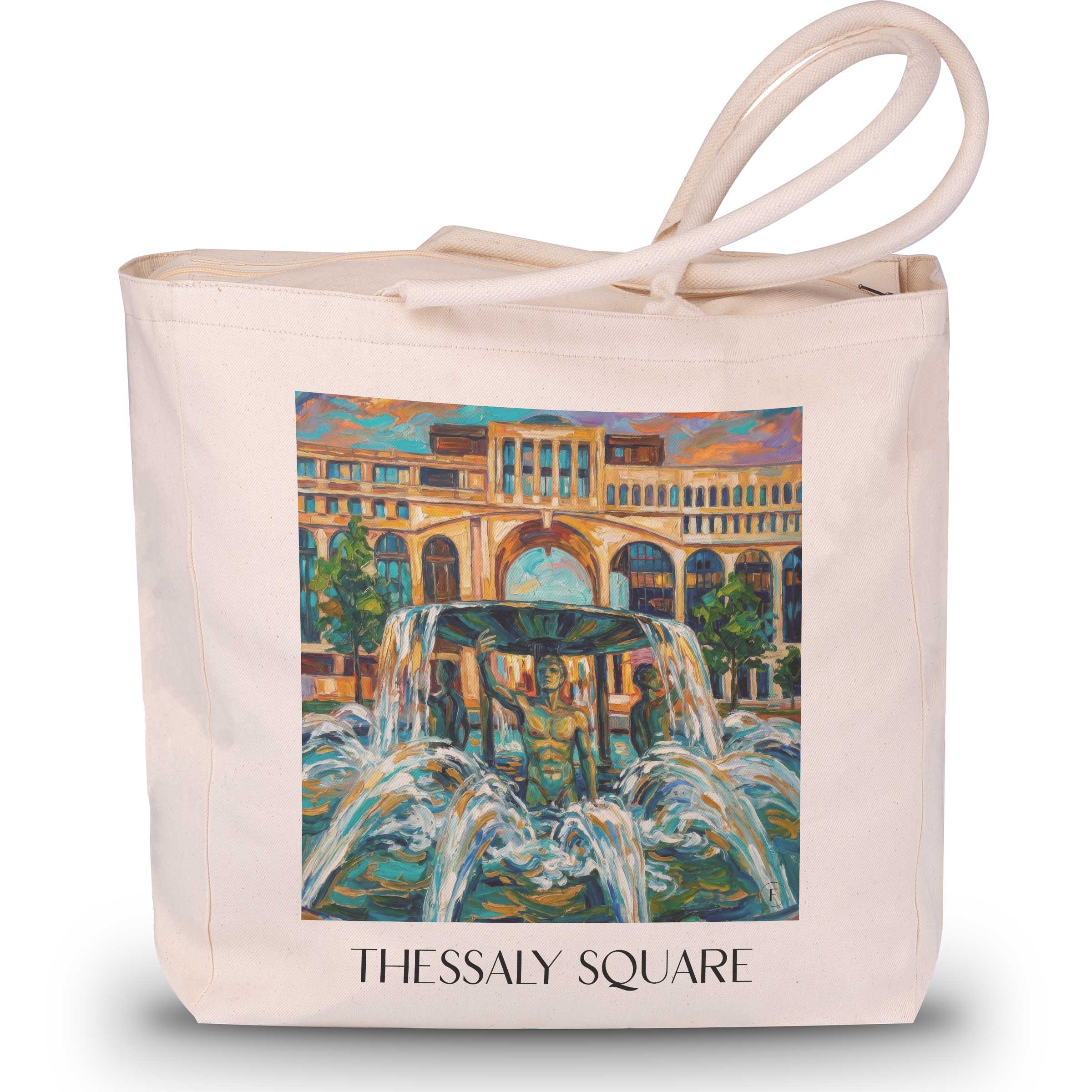 Place de Thessalie Shopping Tasche - Montpellier - Frankreich Tote Bag - Einkaufstasche im Ölgemälde Stil - favplace