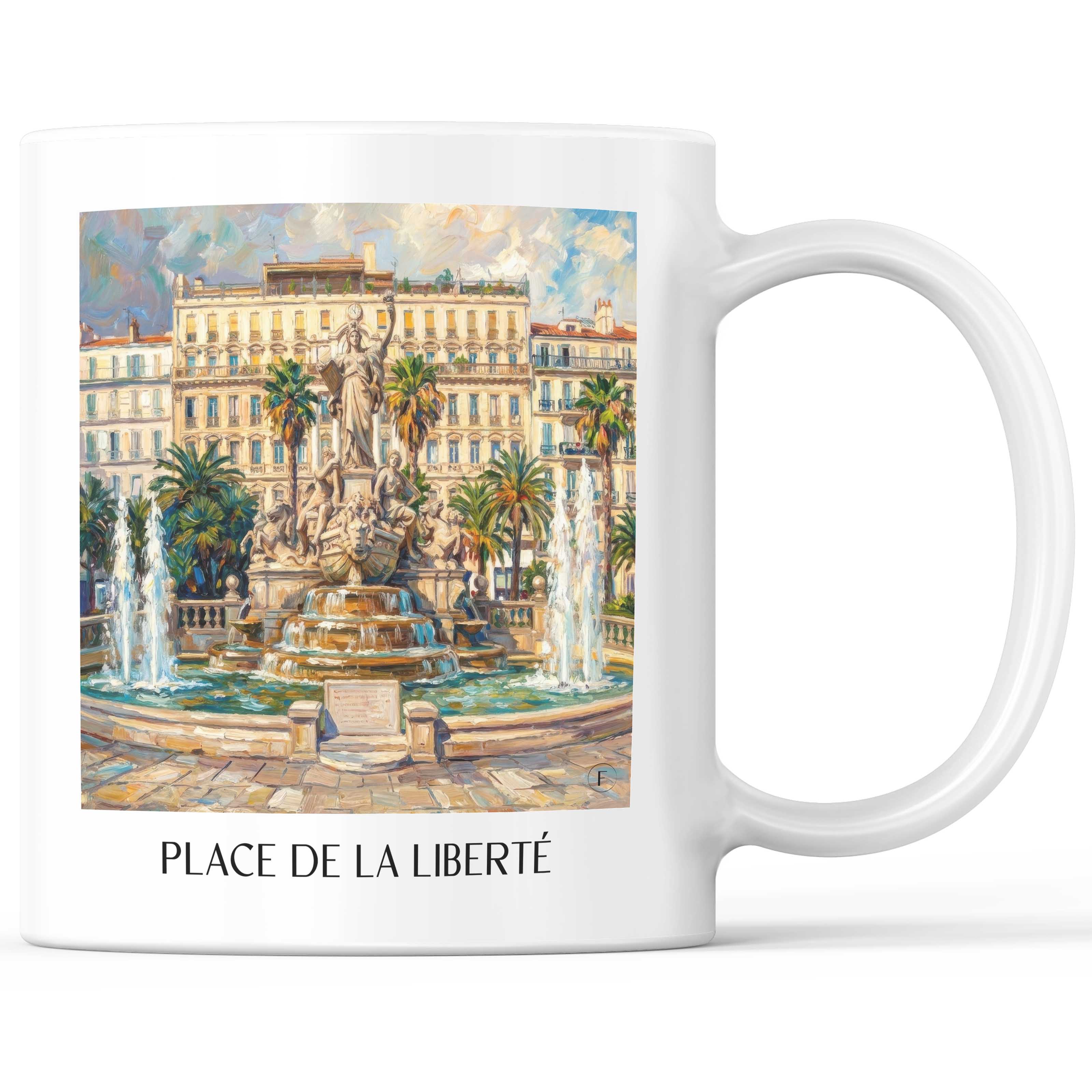Place de la Liberté Kaffeebecher - Toulon - Frankreich Becher - Kaffeetasse im Ölgemälde Stil - favplace