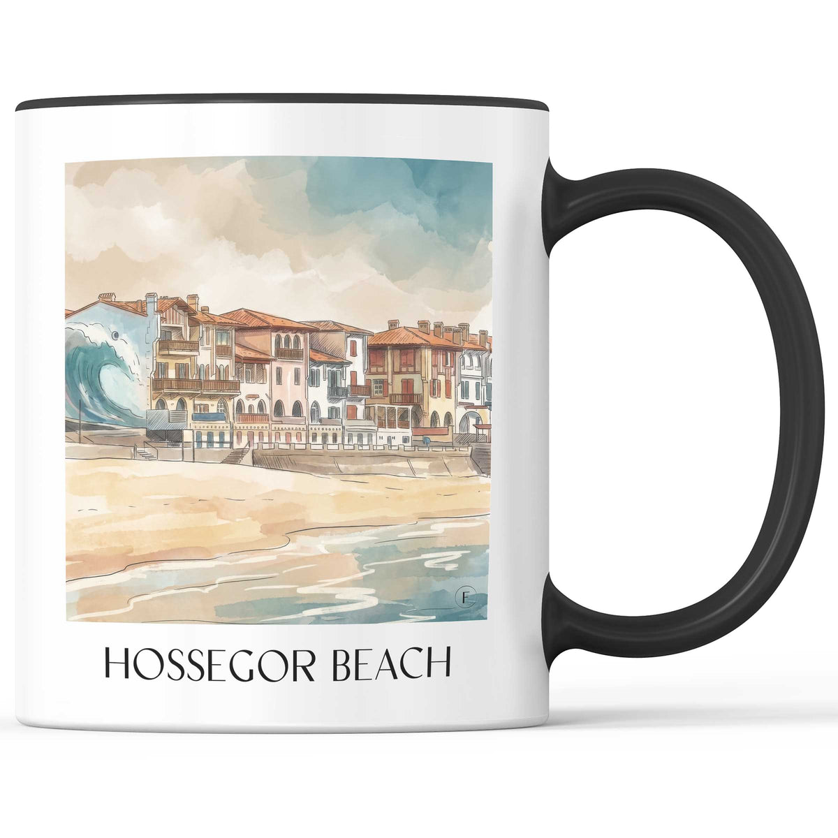 Plage d'Hossegor Kaffeebecher - Côte Landaise - Frankreich Becher - Kaffeetasse im Aquarell Stil - favplace