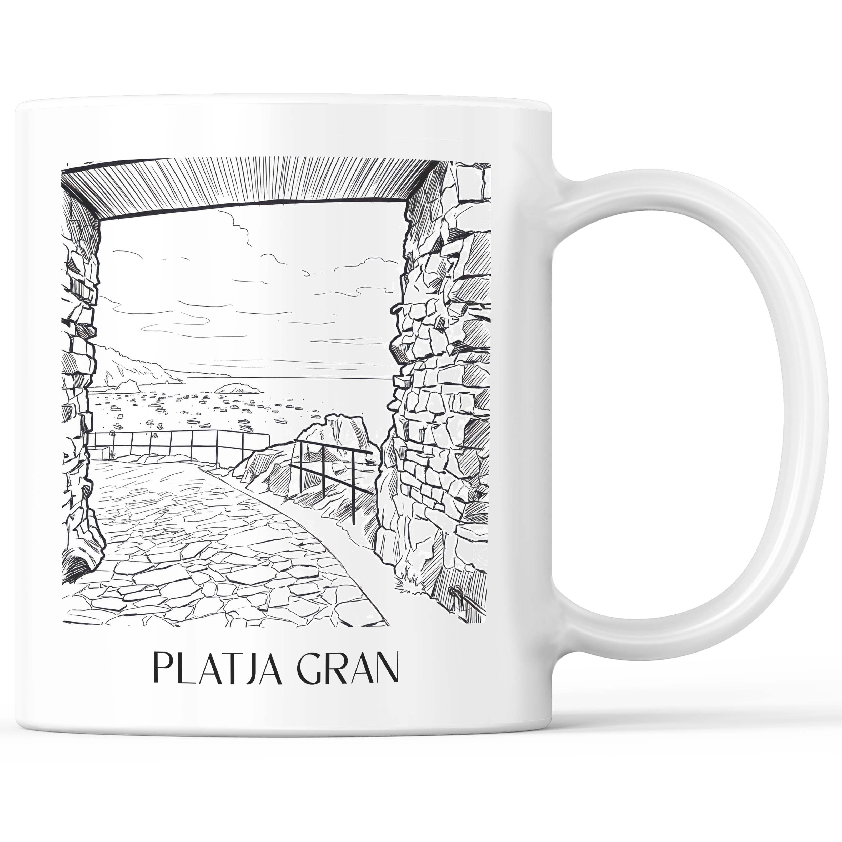Platja Gran Kaffeebecher - Tossa de Mar - Spanien Becher - Kaffeetasse im Skizze Stil - favplace