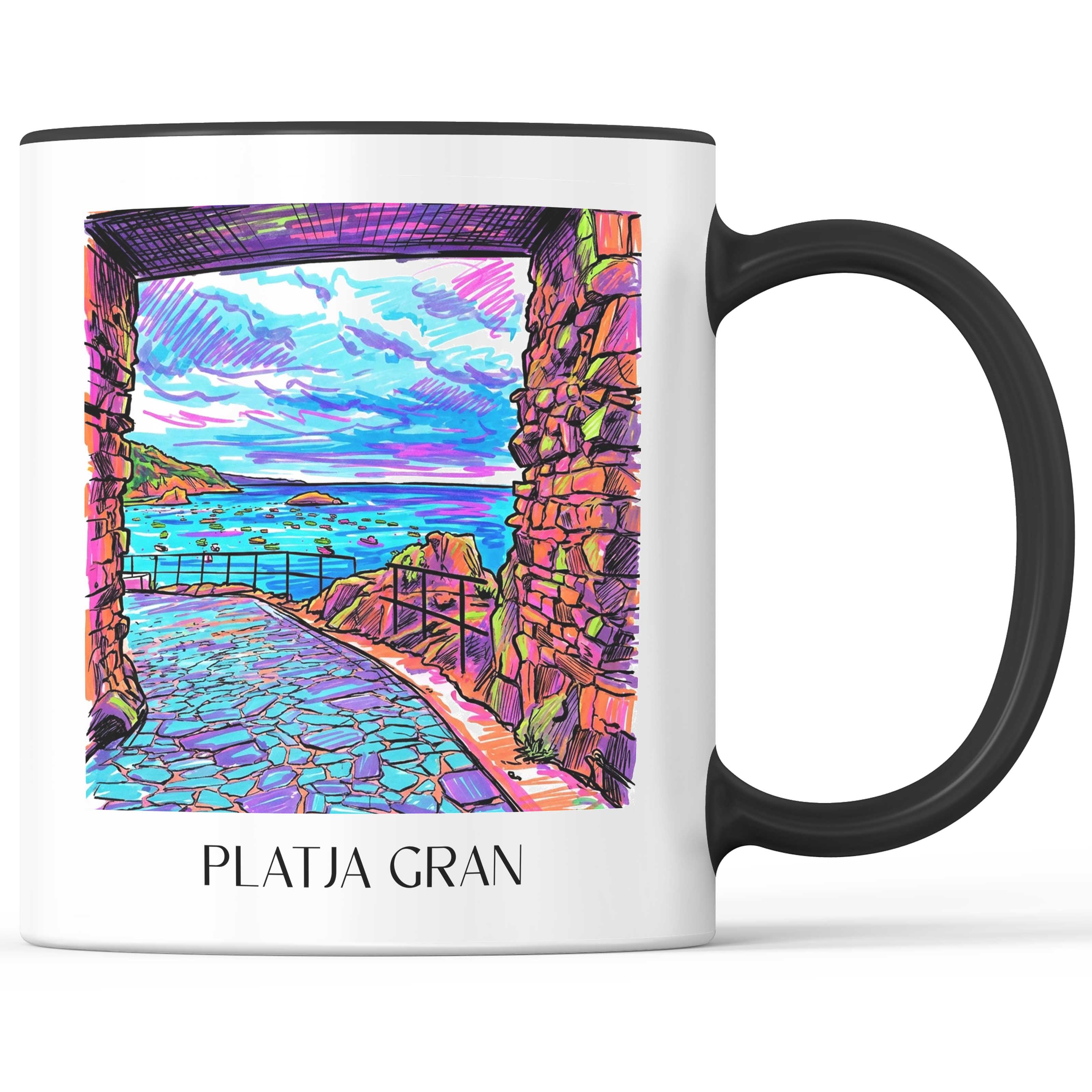 Platja Gran Kaffeebecher - Tossa de Mar - Spanien Becher - Kaffeetasse im Tag Graffiti Stil - favplace