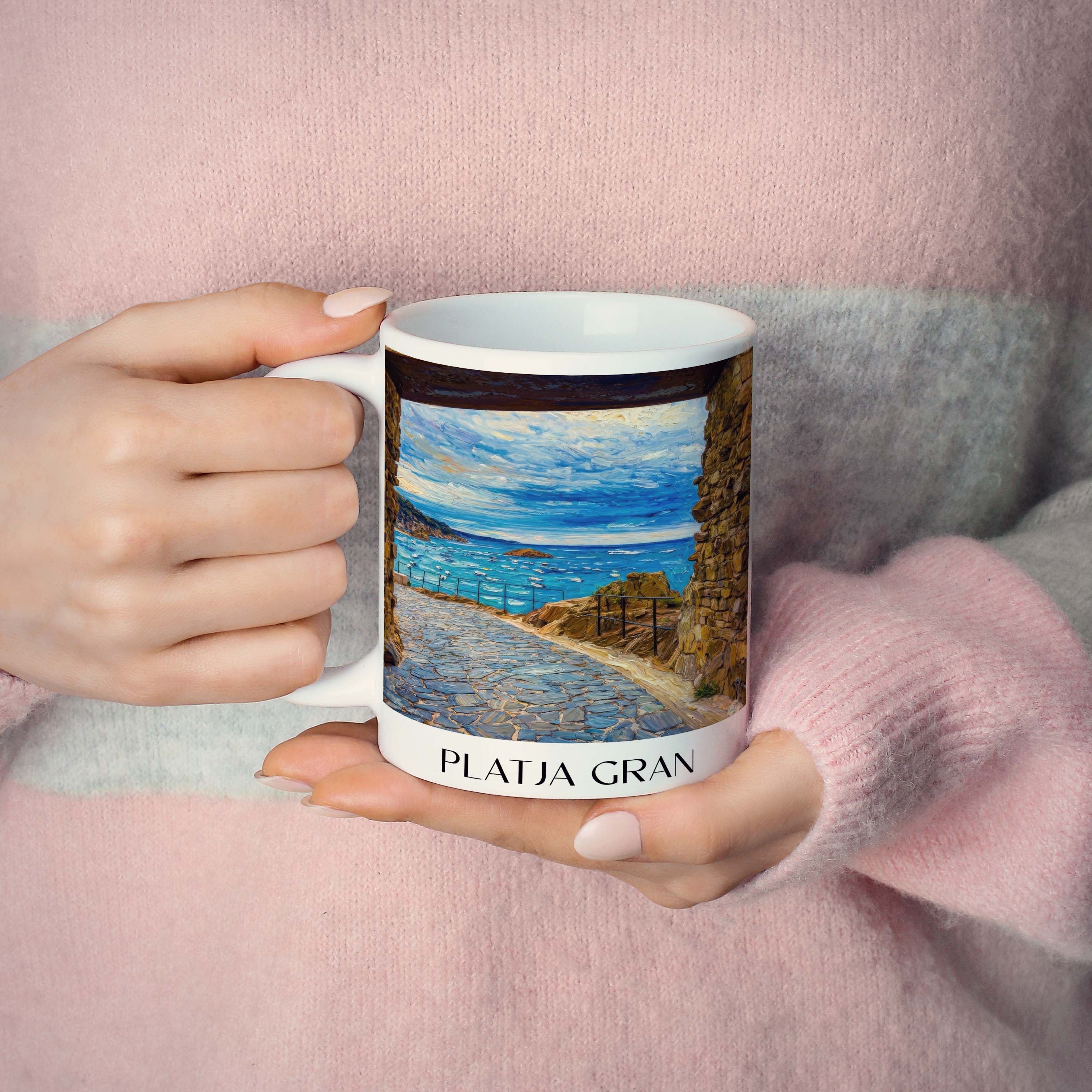 platja-gran-tossa-de-mar-spanien-kaffeebecher-oil-painting-oelgemaelde