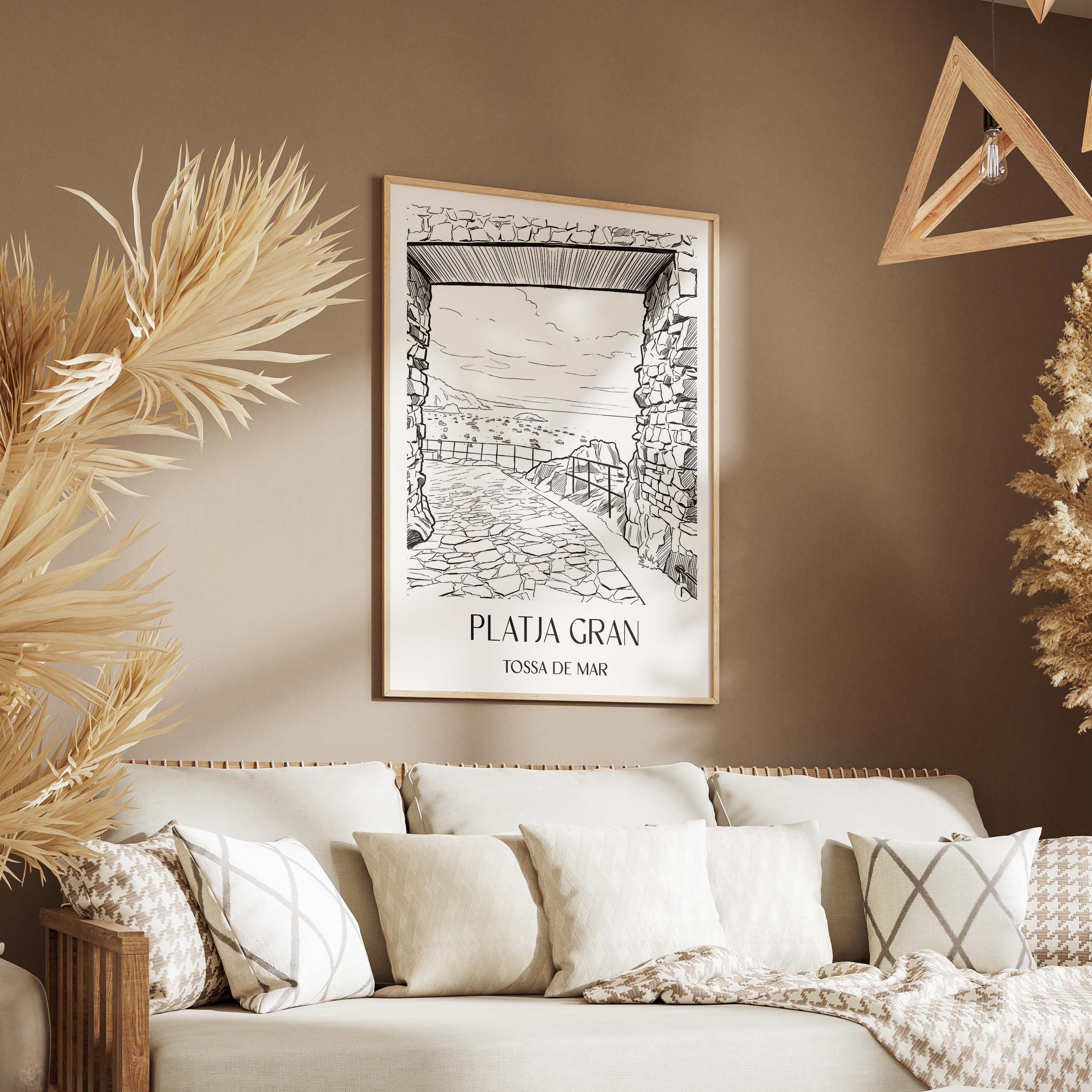 platja-gran-tossa-de-mar-spanien-poster-skizze