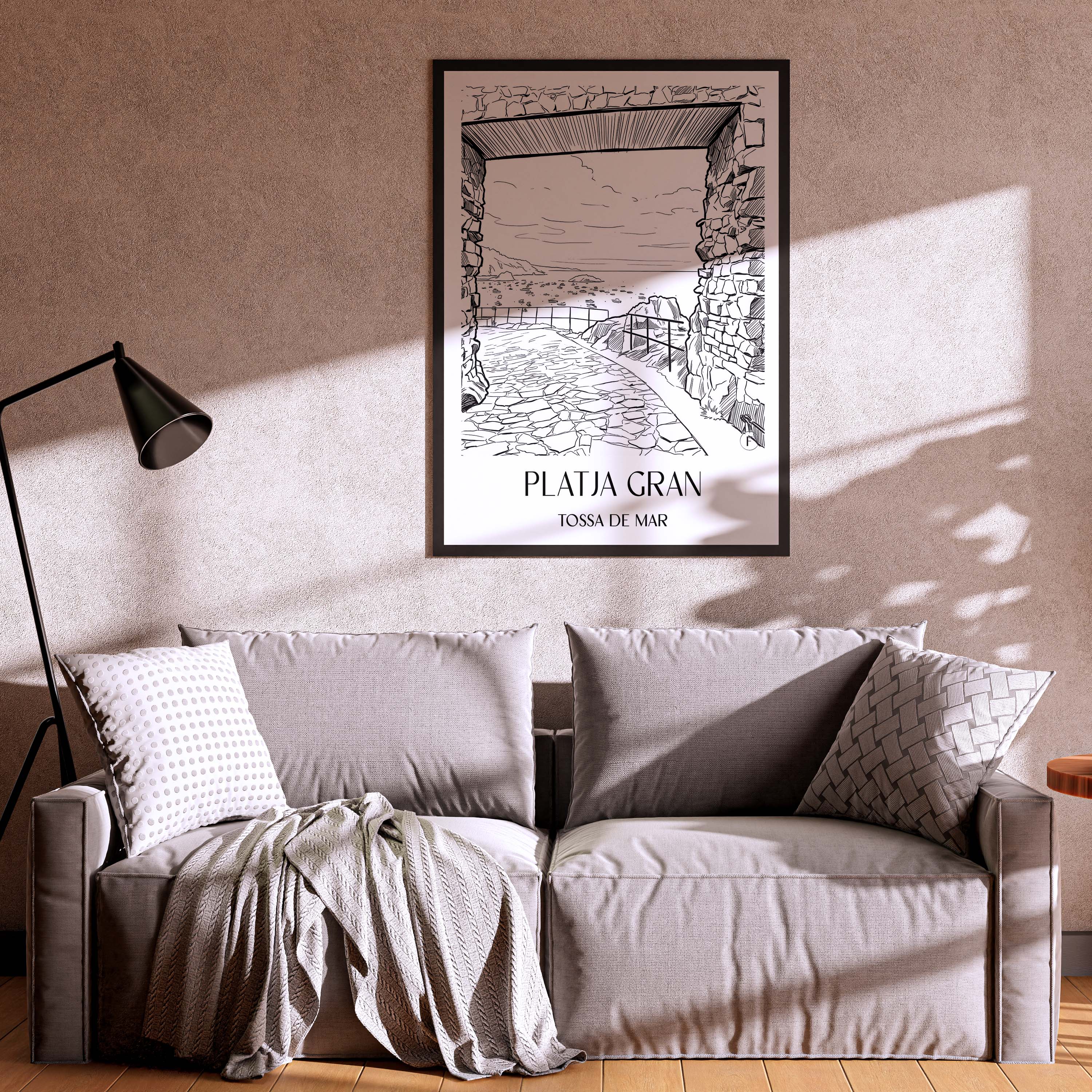 platja-gran-tossa-de-mar-spanien-poster-skizze