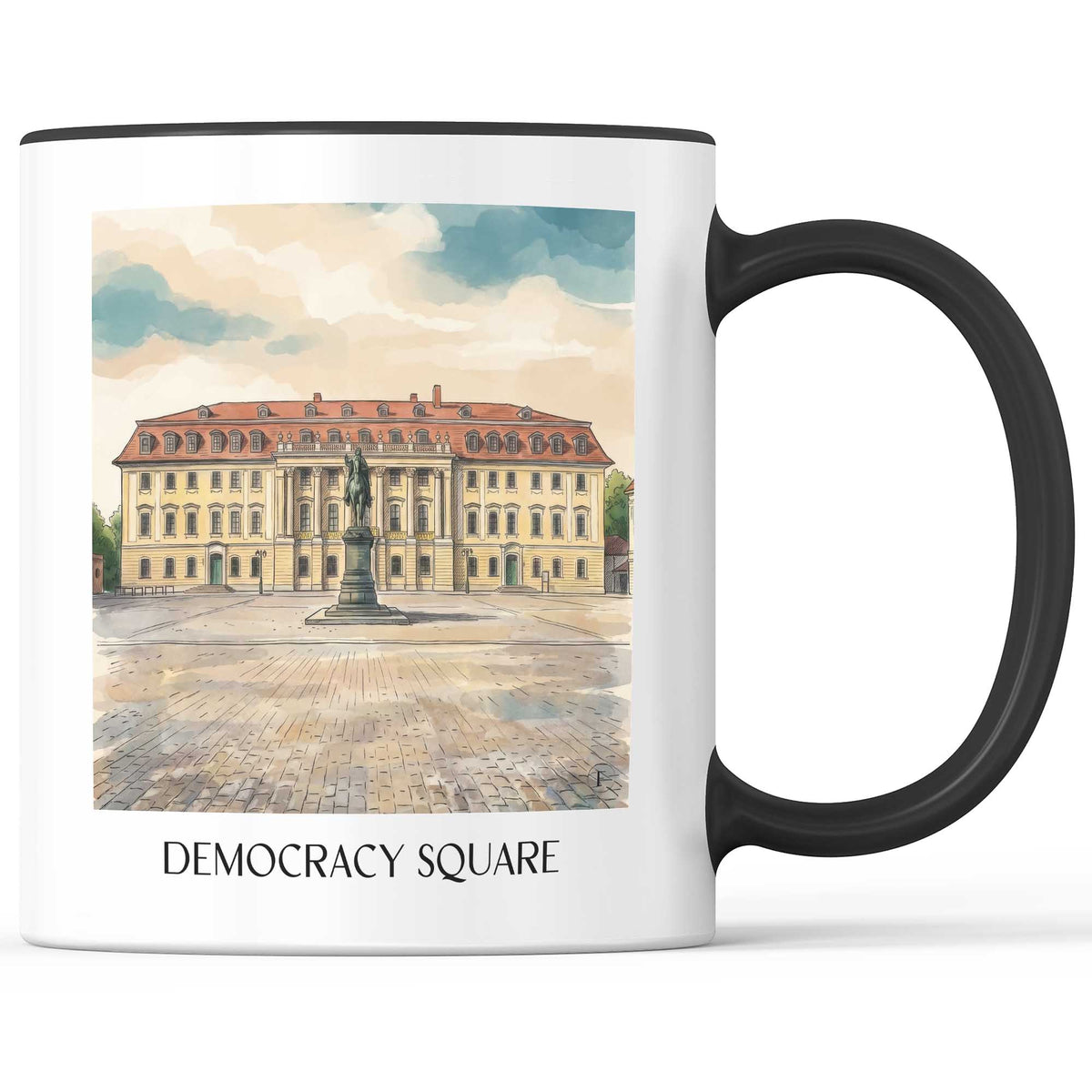 Platz der Demokratie Kaffeebecher - Weimar - Deutschland Becher - Kaffeetasse im Aquarell Stil - favplace