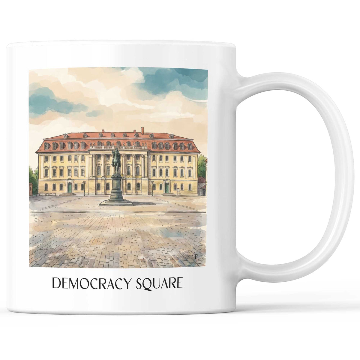 Platz der Demokratie Kaffeebecher - Weimar - Deutschland Becher - Kaffeetasse im Aquarell Stil - favplace