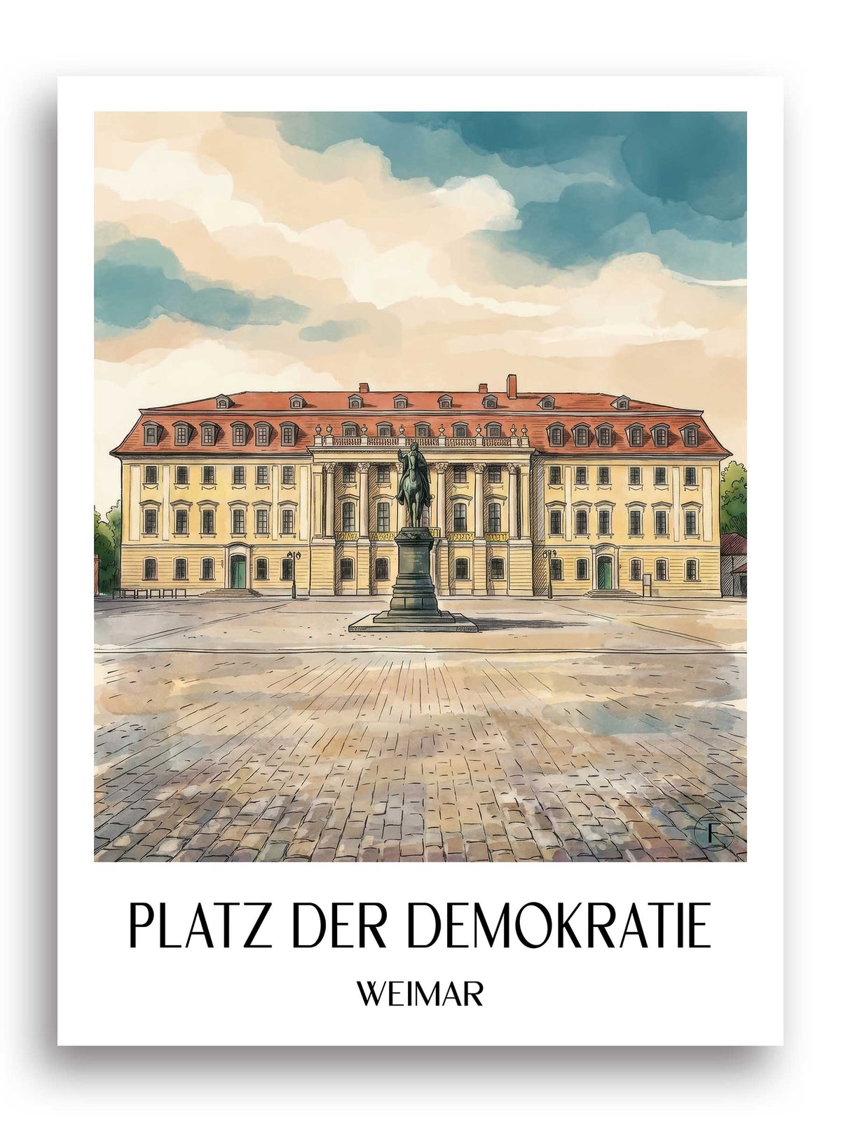 platz-der-demokratie-weimar-deutschland-poster-aquarell