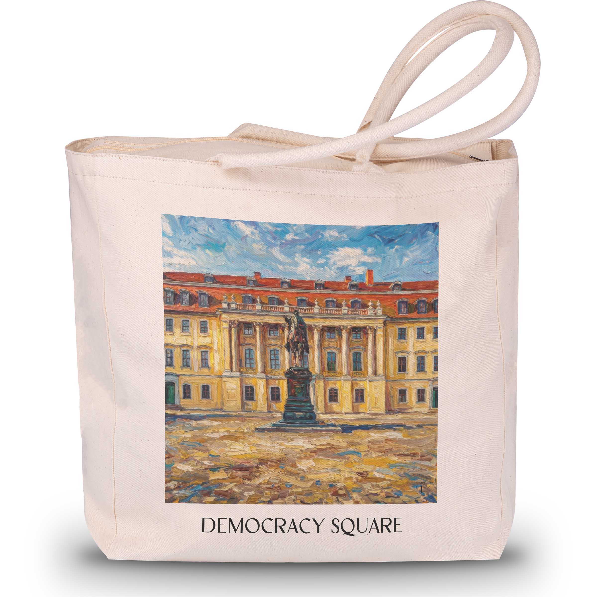 Platz der Demokratie Shopping Tasche - Weimar - Deutschland Tote Bag - Einkaufstasche im Ölgemälde Stil - favplace