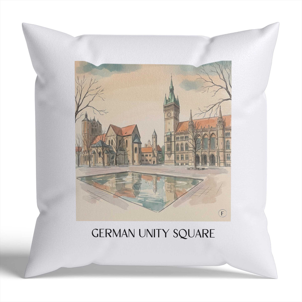 Platz der deutschen Einheit Kissenhülle - Zierkissen Bezug - Braunschweig - Deutschland Kissen bzw. Kissenbezug im Aquarell Stil - favplace