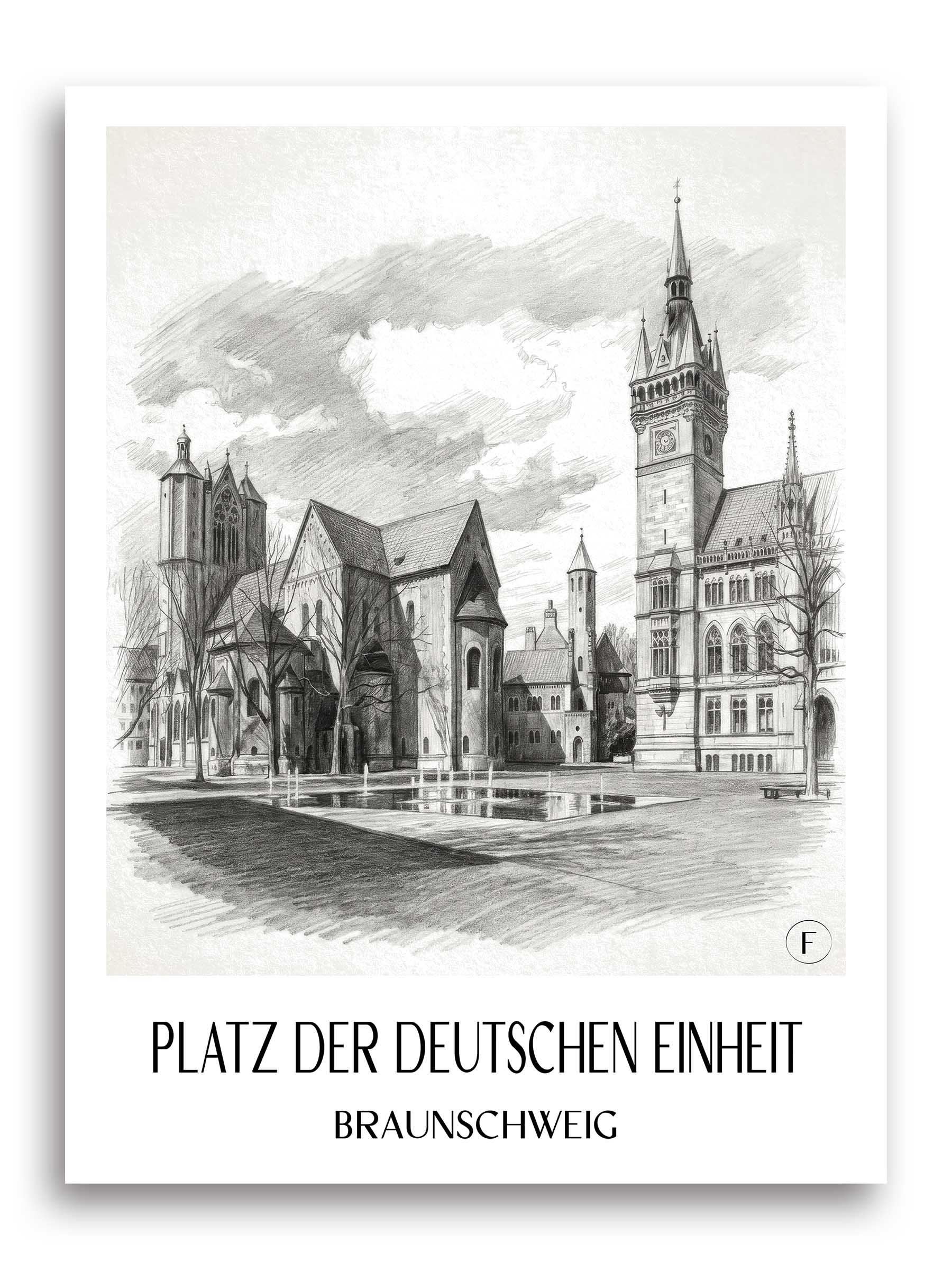 platz-der-deutschen-einheit-braunschweig-deutschland-poster-bleistift-zeichnung-drawing