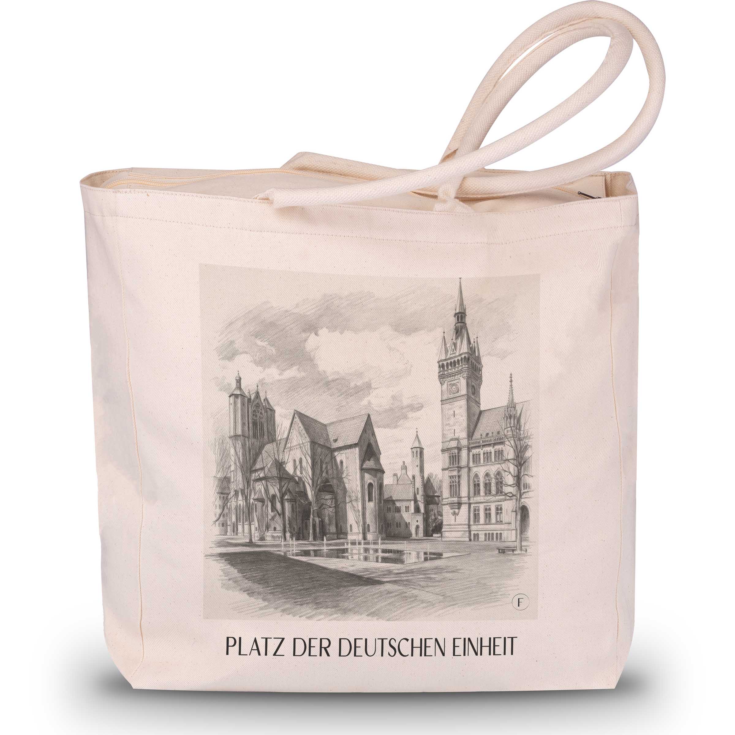 platz-der-deutschen-einheit-braunschweig-deutschland-einkaufstasche-bleistift-zeichnung-drawing