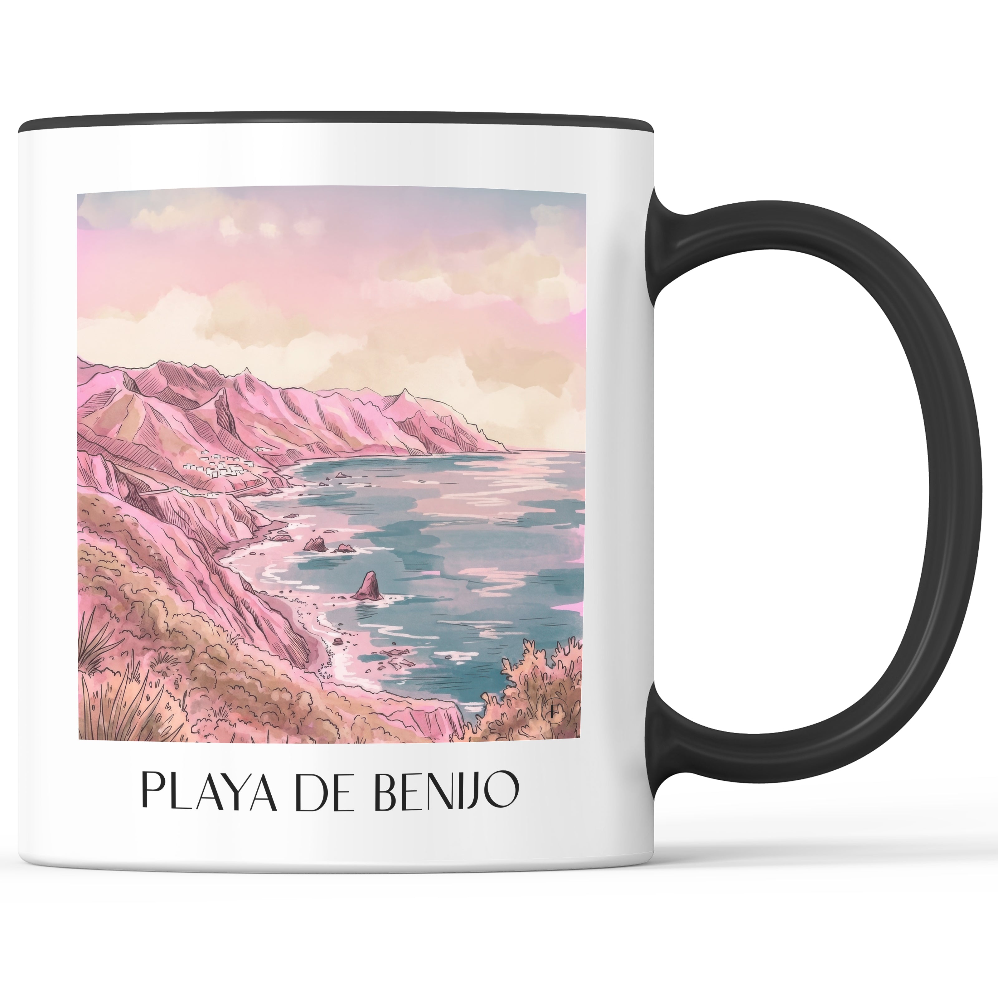 playa-de-benijo-teneriffa-spanien-kaffeebecher-aquarell-pink-rosa