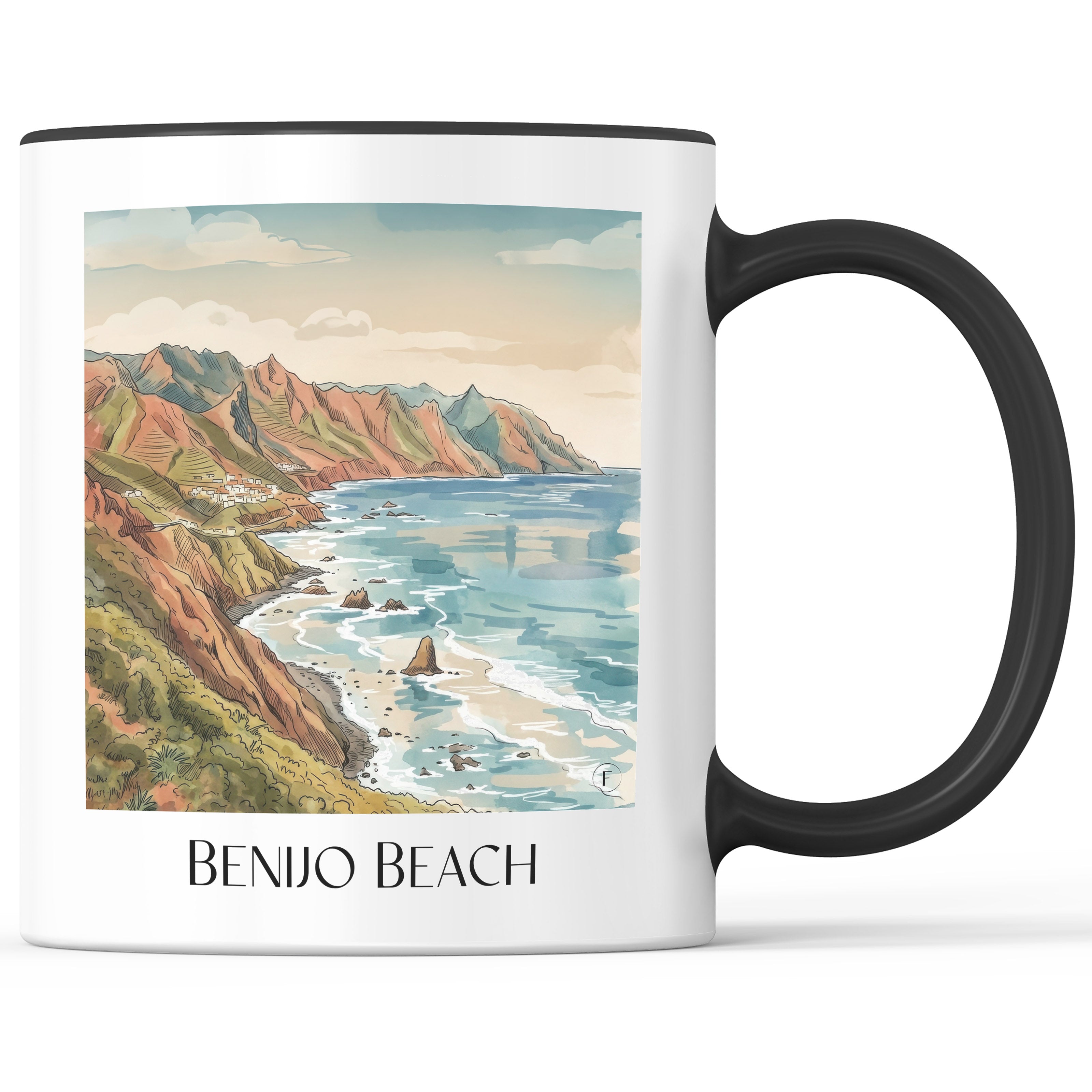 Playa de Benijo Kaffeebecher - Teneriffa - Spanien Becher - Kaffeetasse im Aquarell Stil - favplace