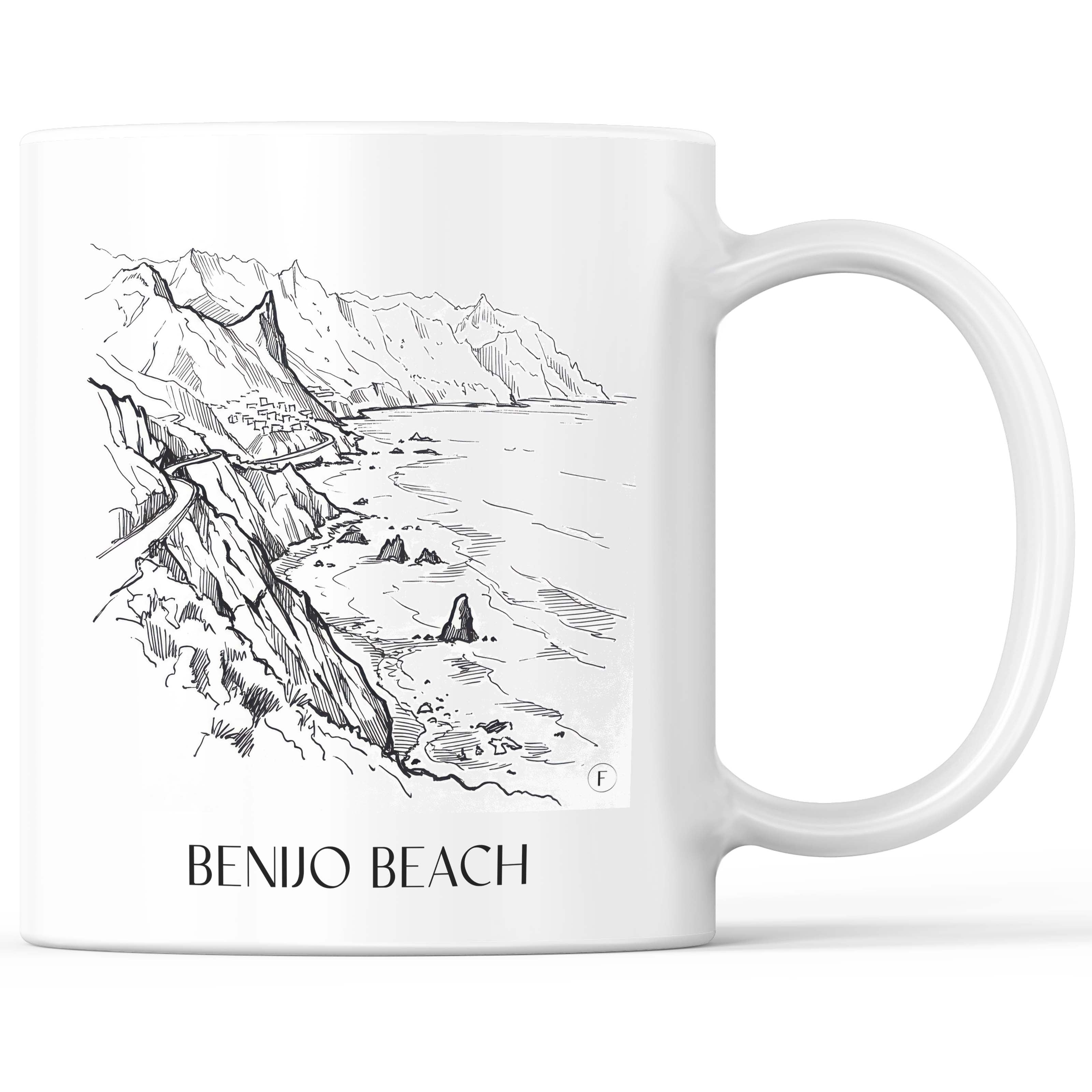 Playa de Benijo Kaffeebecher - Teneriffa - Spanien Becher - Kaffeetasse im Skizze Stil - favplace