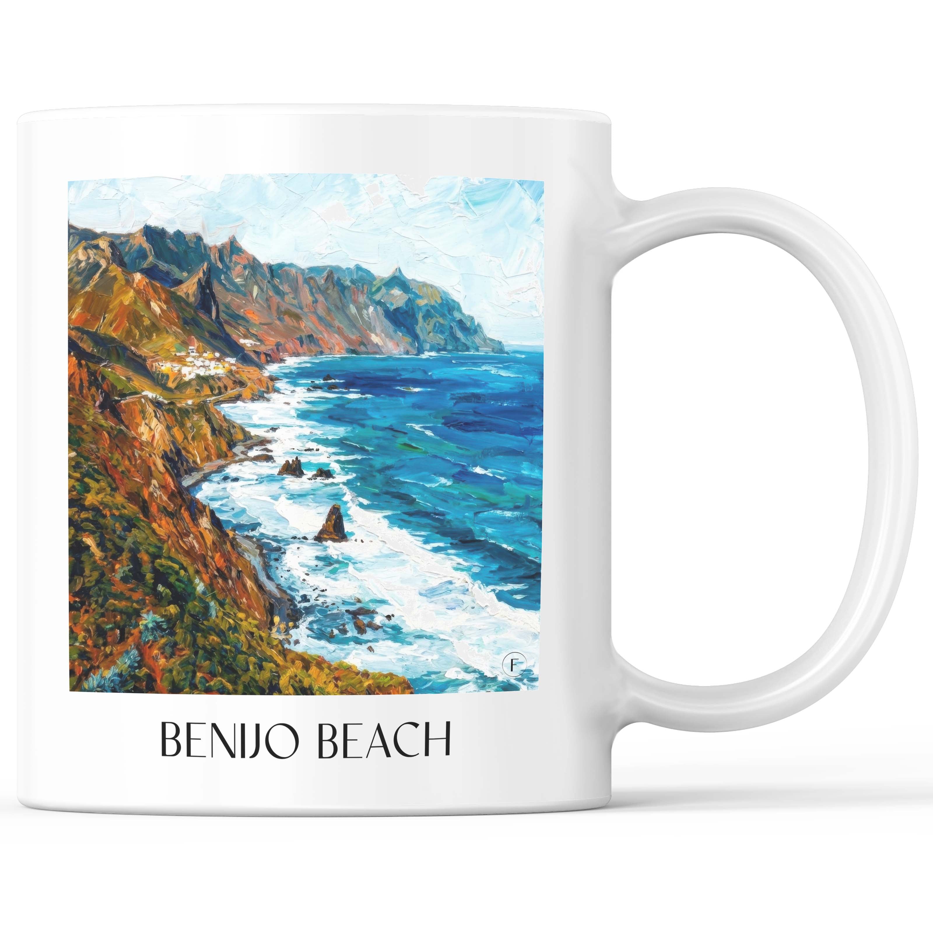 Playa de Benijo Kaffeebecher - Teneriffa - Spanien Becher - Kaffeetasse im Ölgemälde Stil - favplace