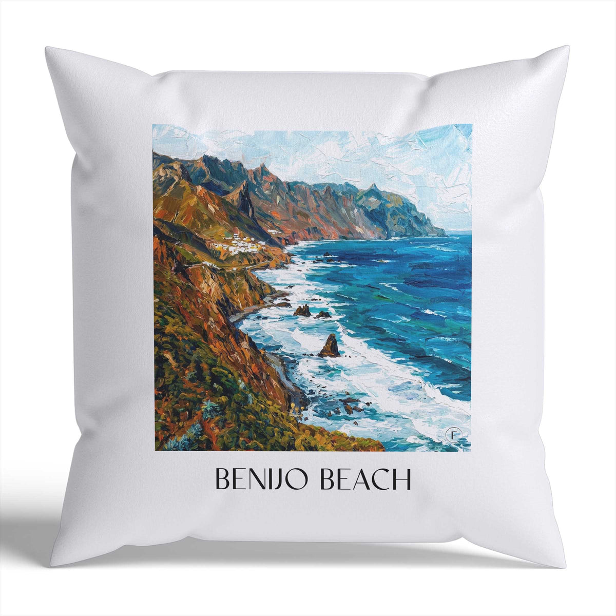 Playa de Benijo Kissenhülle - Zierkissen Bezug - Teneriffa - Spanien Kissen bzw. Kissenbezug im Ölgemälde Stil - favplace