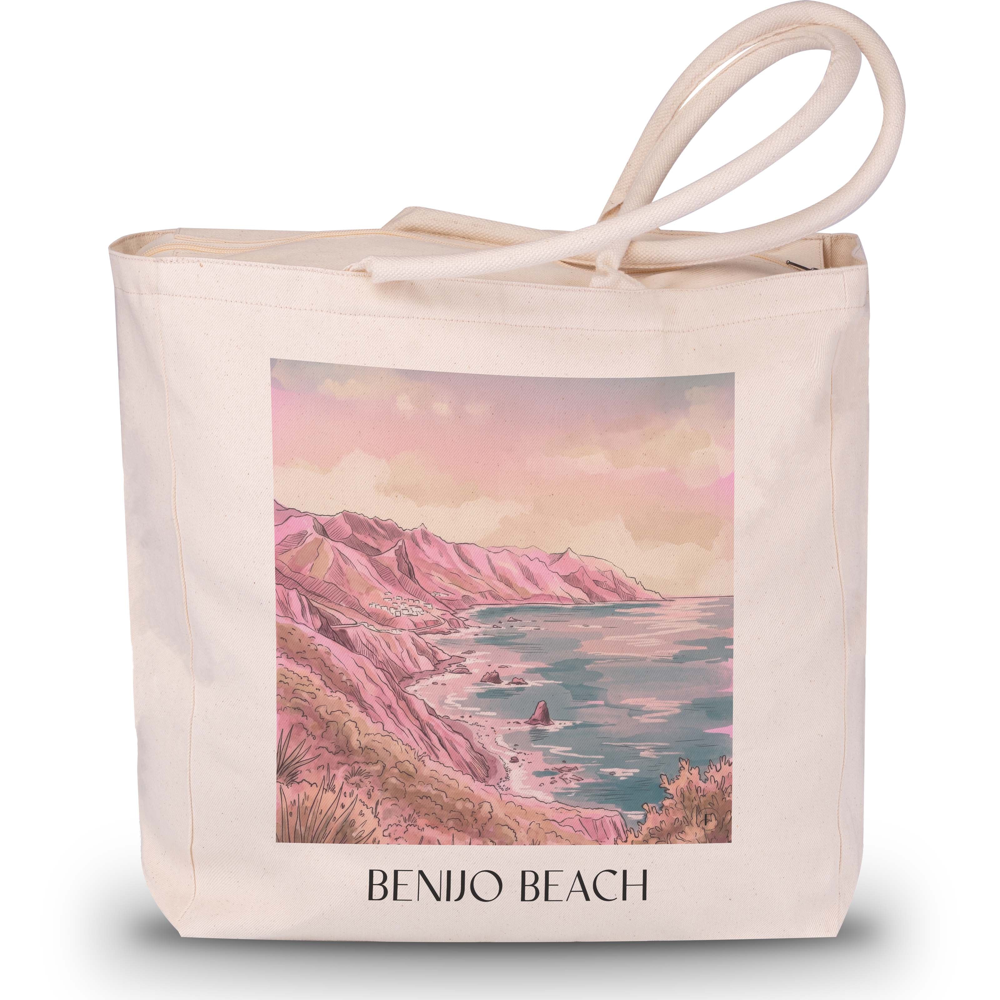 Playa de Benijo Shopping Tasche - Teneriffa - Spanien Tote Bag - Einkaufstasche im Aquarell Pink Stil - favplace