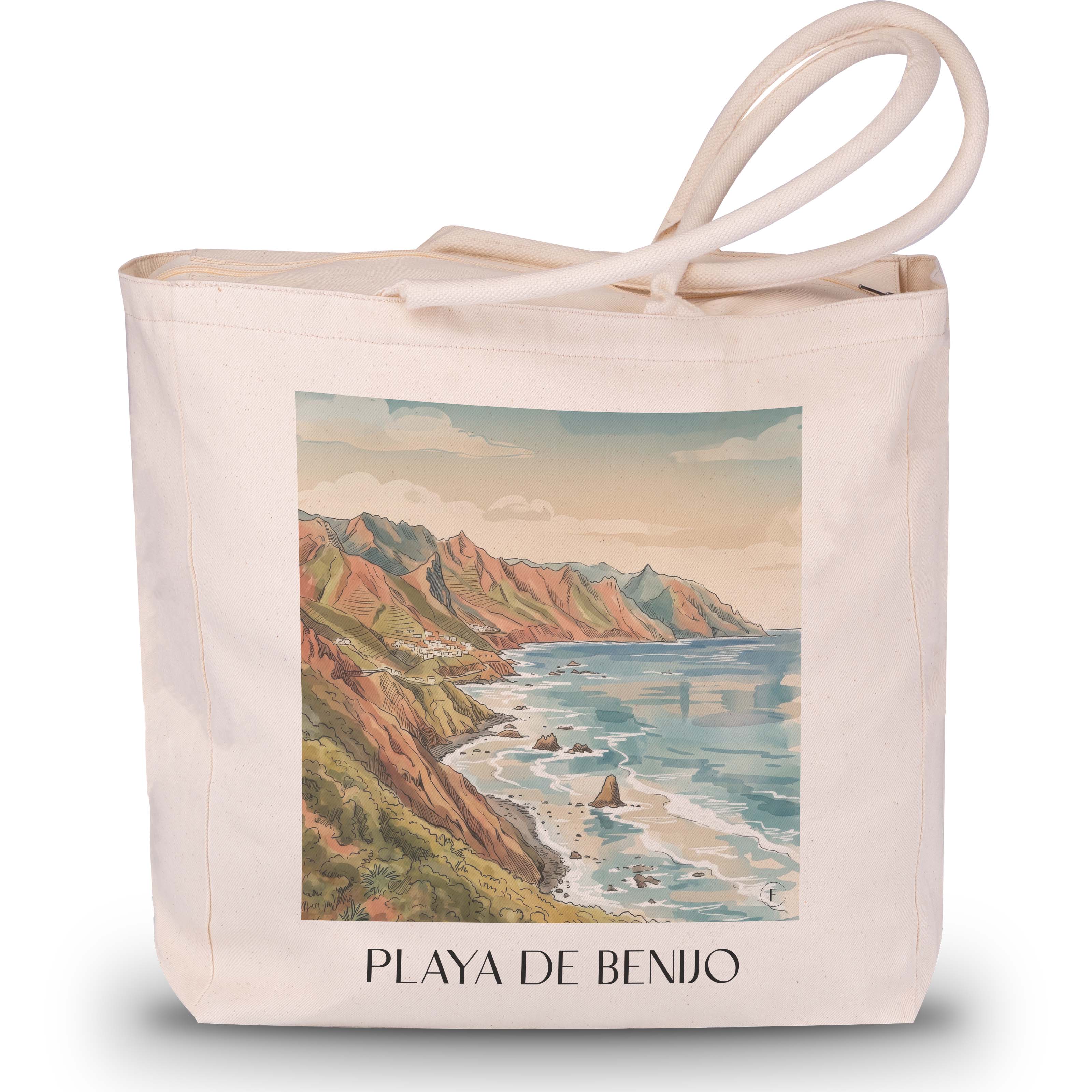 playa-de-benijo-teneriffa-spanien-einkaufstasche-aquarell