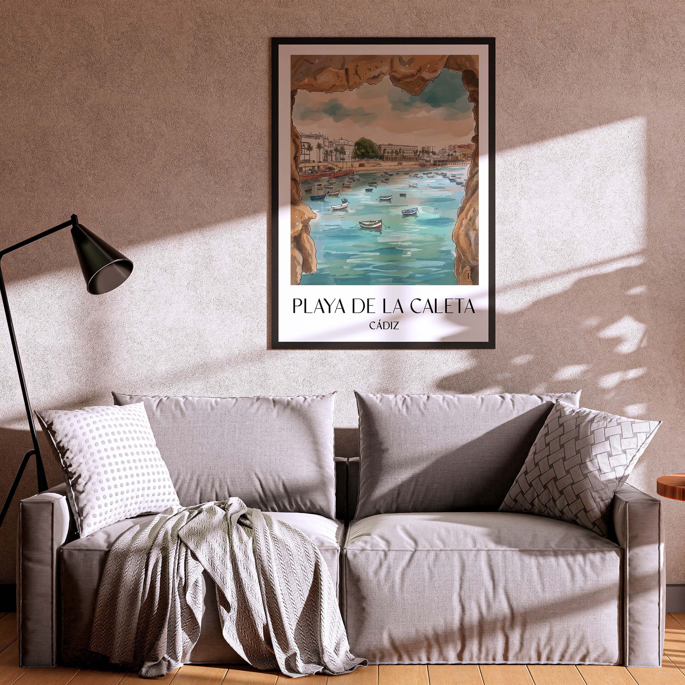 playa-de-la-caleta-cádiz-spanien-poster-aquarell