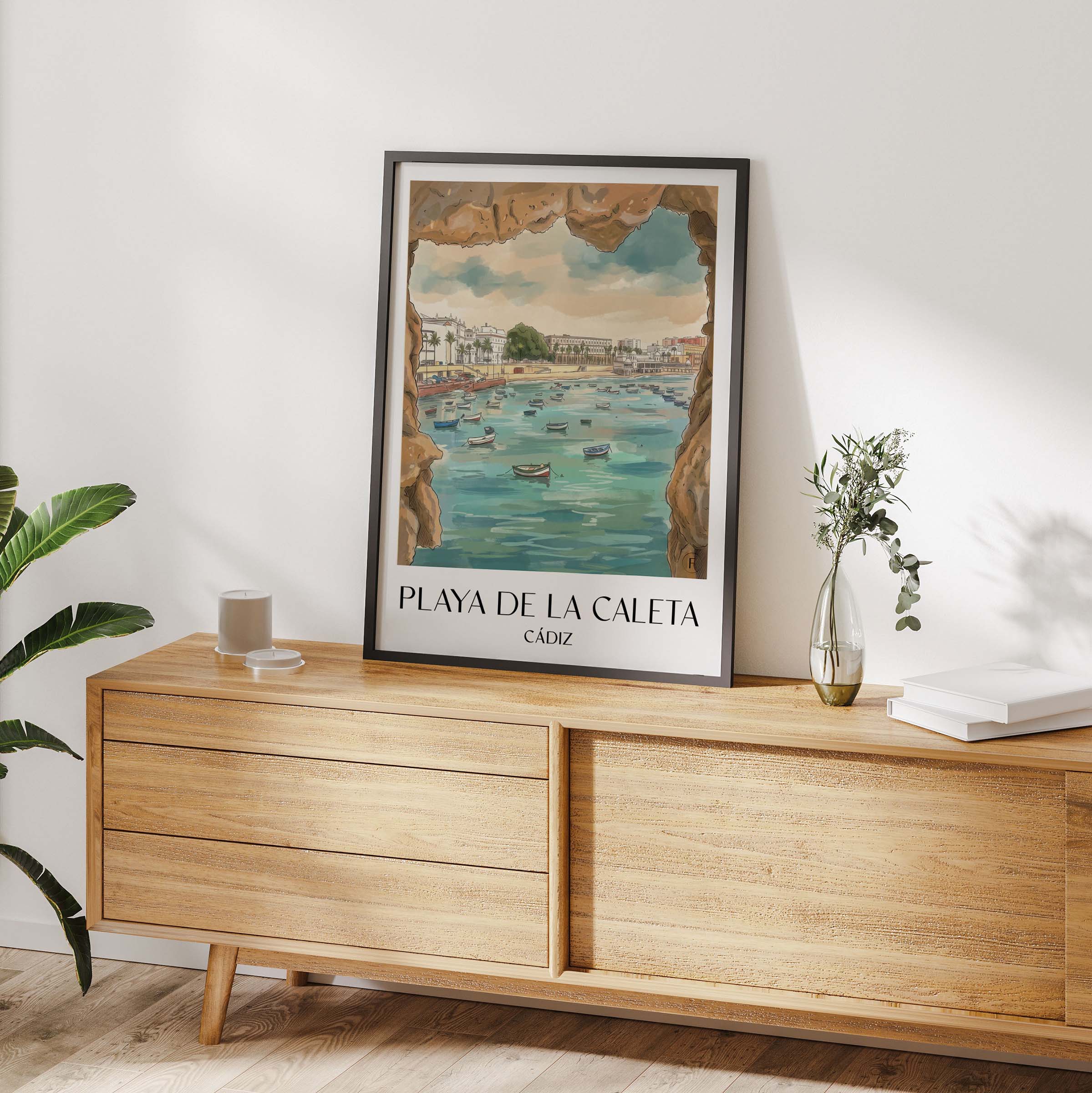 playa-de-la-caleta-cádiz-spanien-poster-aquarell